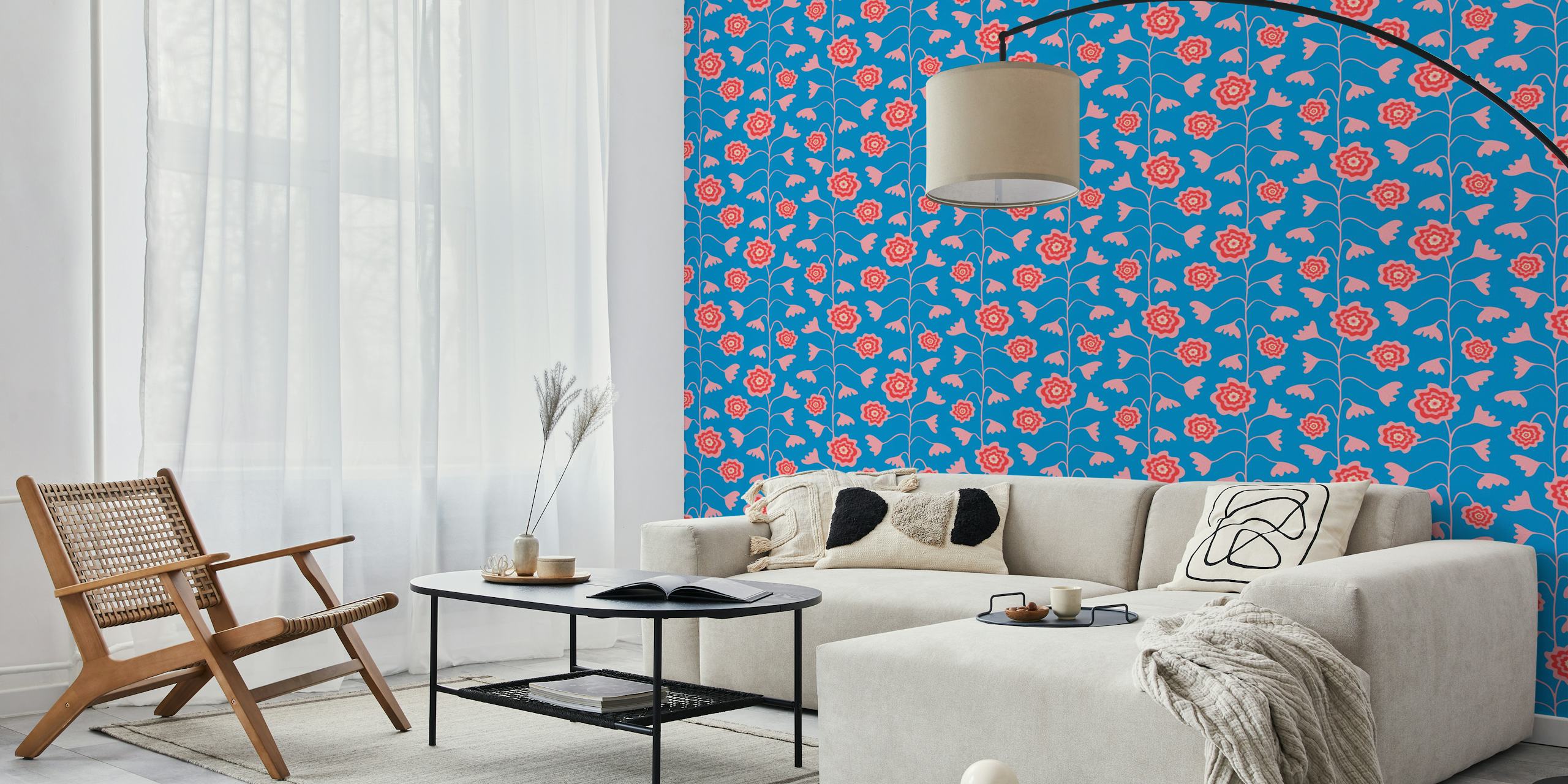 Nectar Abstract Retro Mod Floral wallpaper in de kamer