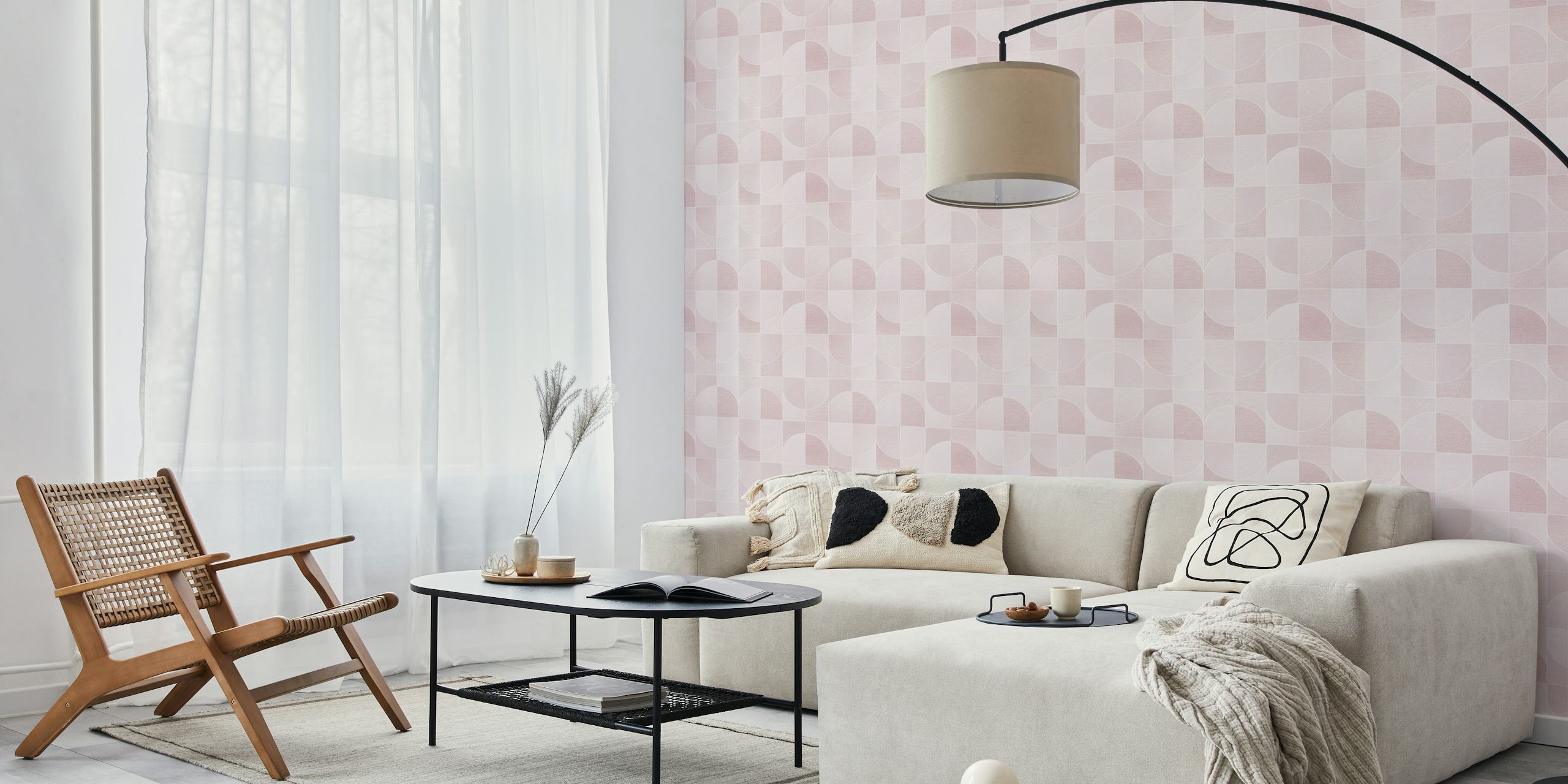 Tapeta Canvas Geo Tiles Blush u sobi