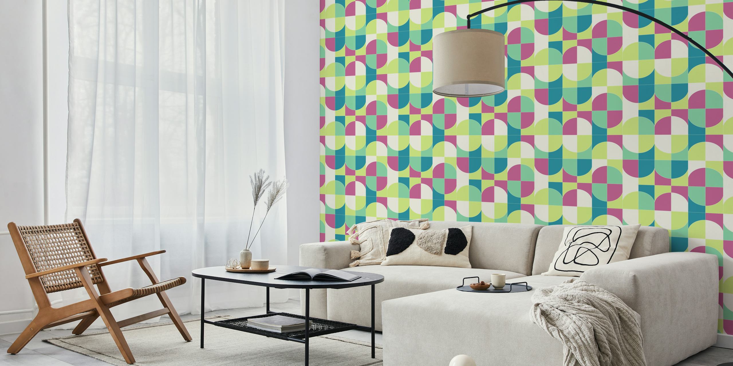 Papel de parede Bold Geo Tiles 04 em um quarto