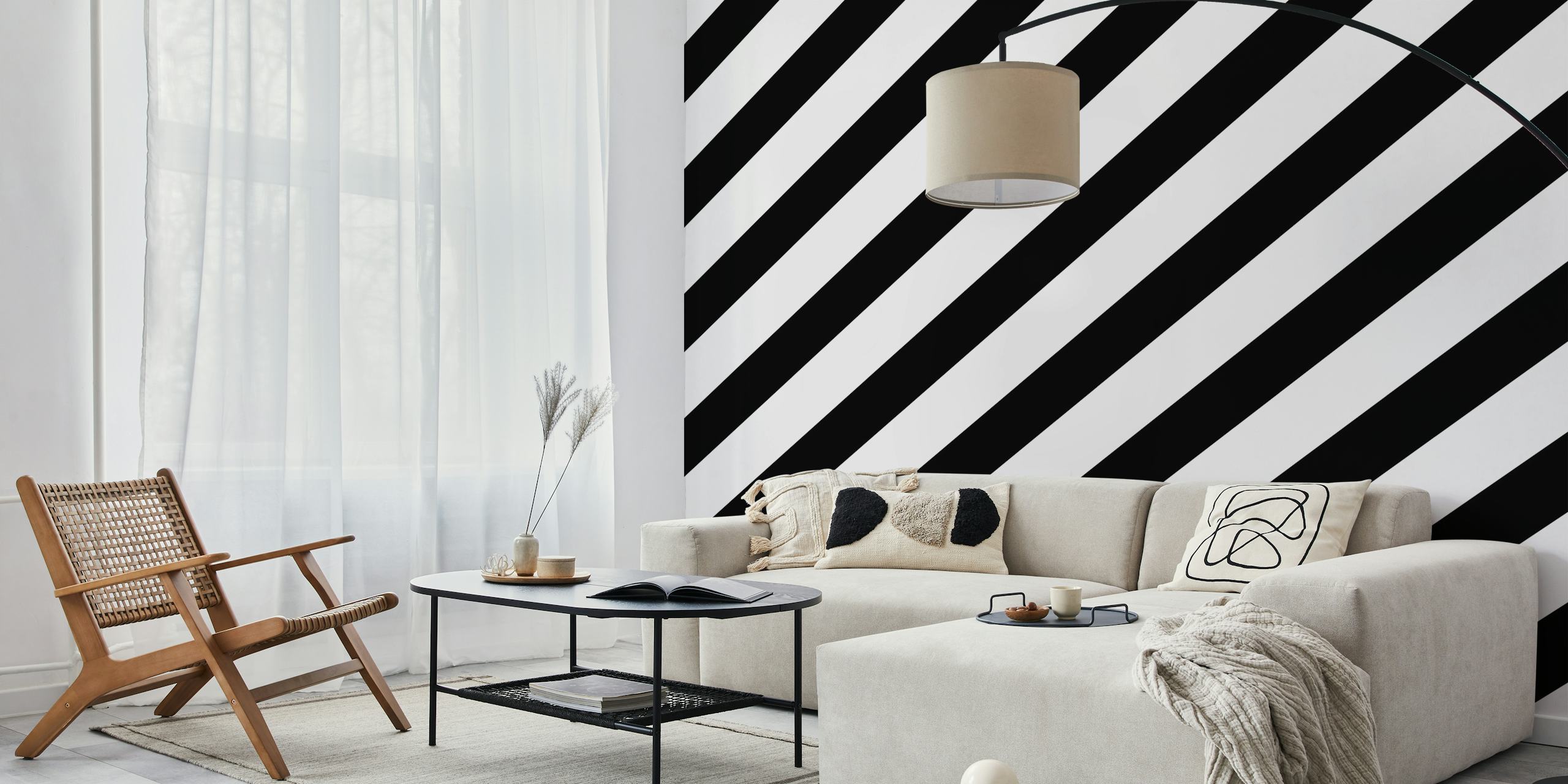 Black and white diagonal stripes wallpaper u sobi