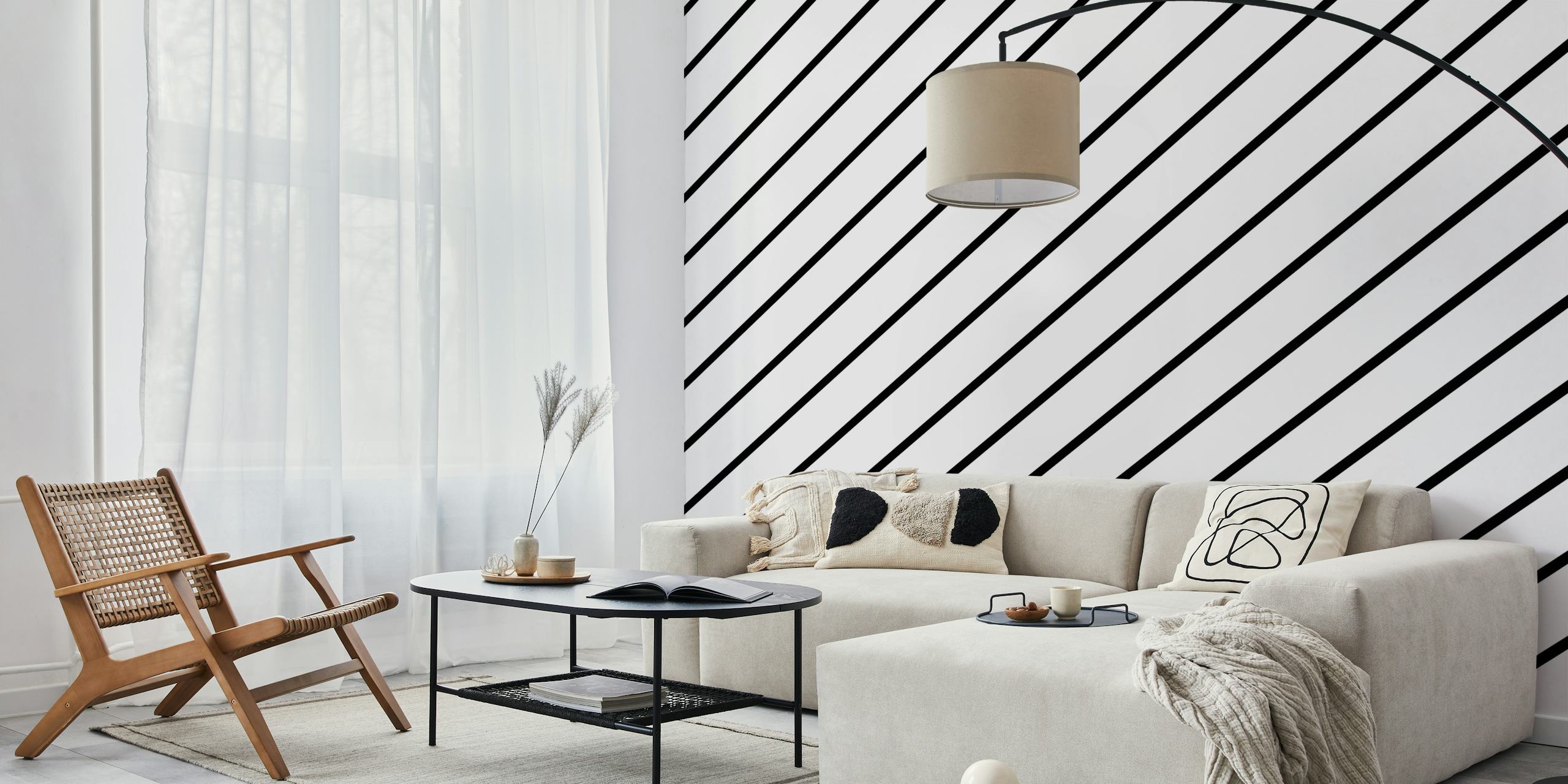 Diagonal pinstripe wallpaper displayed in a room