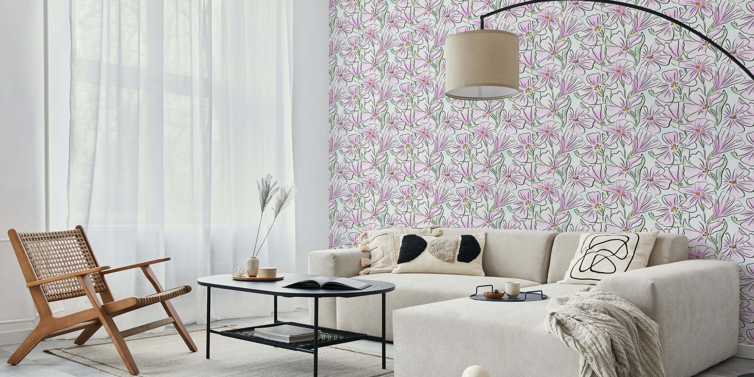 Ταπετσαρία Watercolour Blossoming Spring Charm σε ένα δωμάτιο