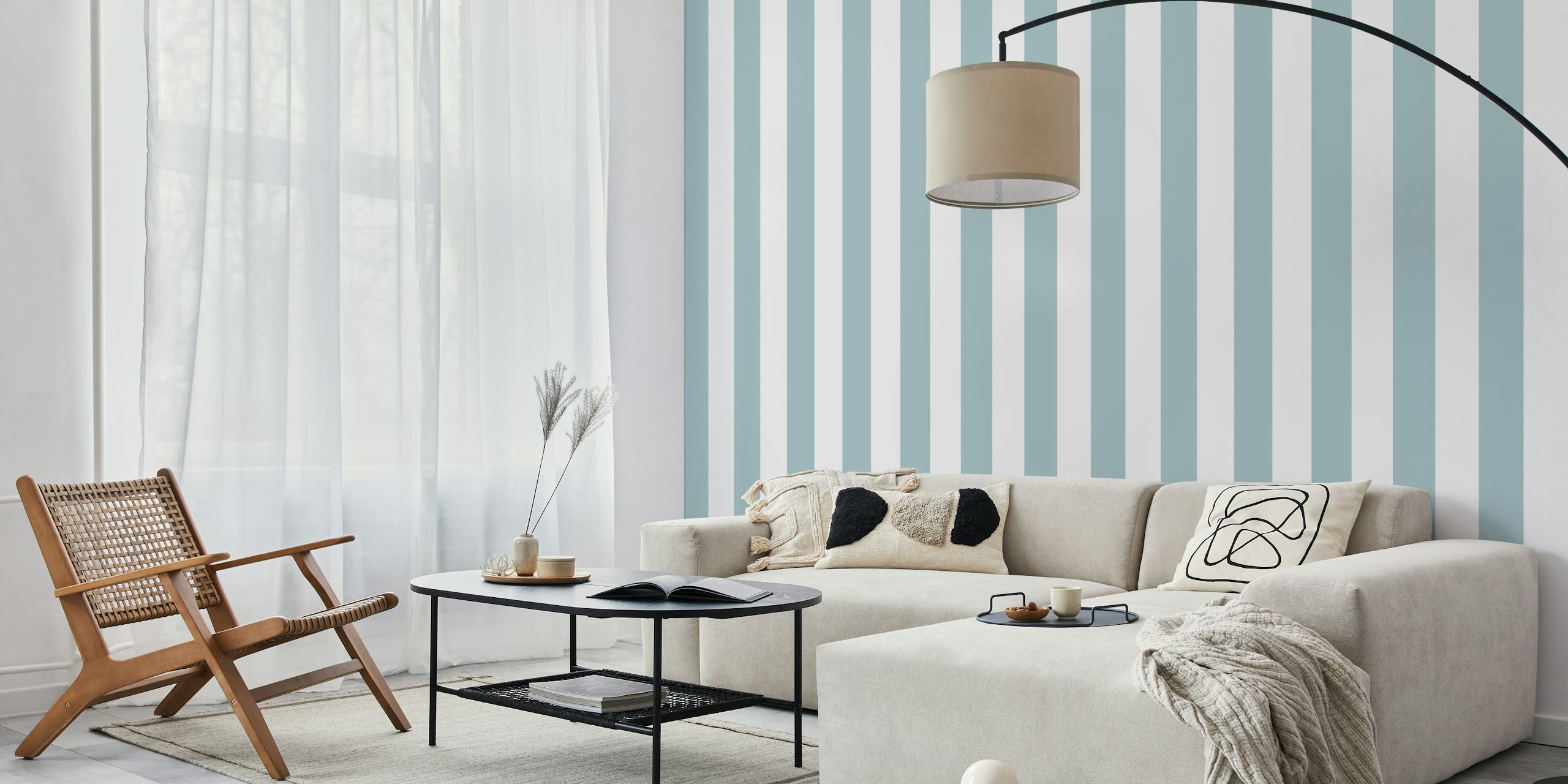 Gray White Scandi Stripes tapetti lastenhuoneessa