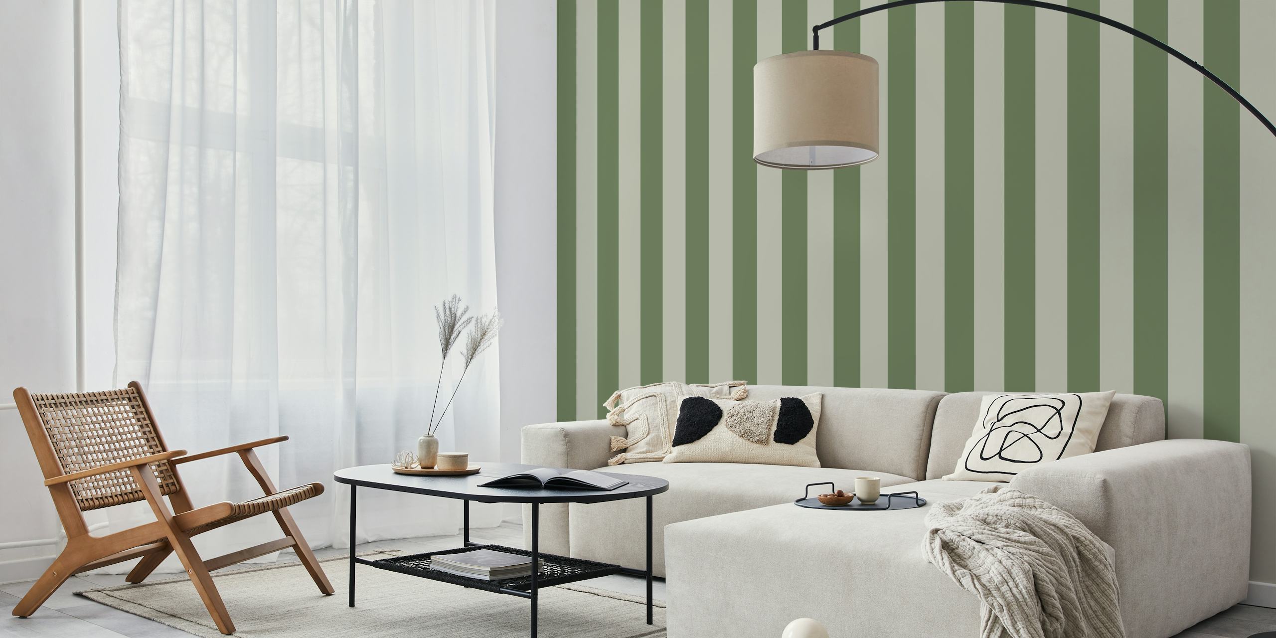 Ταπετσαρία Green Sage Scandi Stripes σε nursery