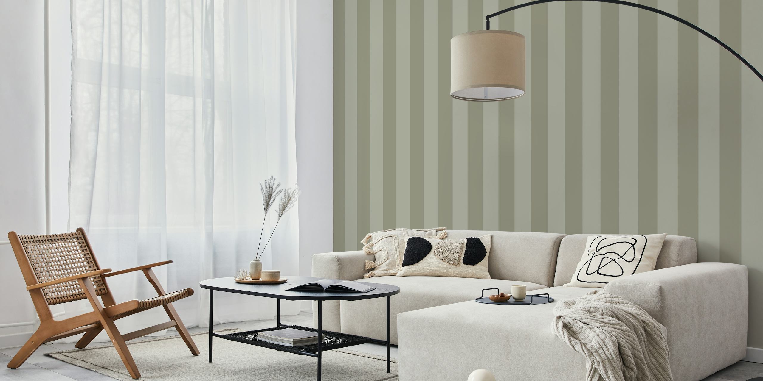 Sage Gray Scandi Stripes tapet i et børneværelse