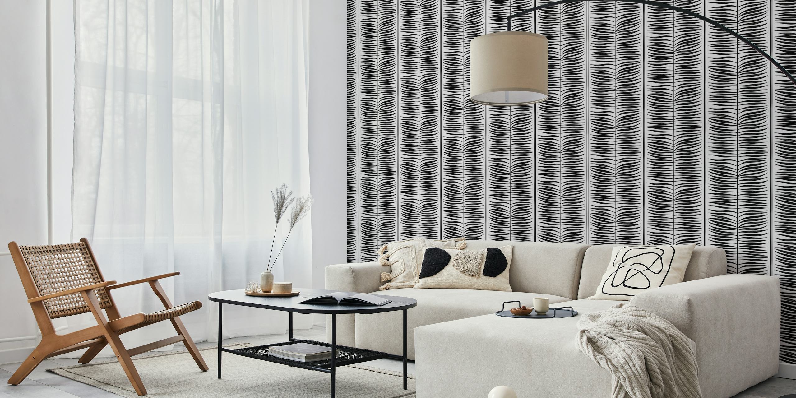 Palm Leaf Stripes wallpaper in a room