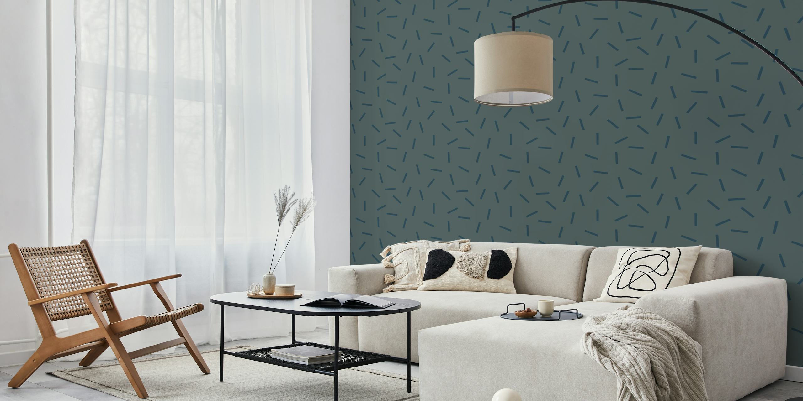 Stripe Mini Blue Green tapetdesign i et rom
