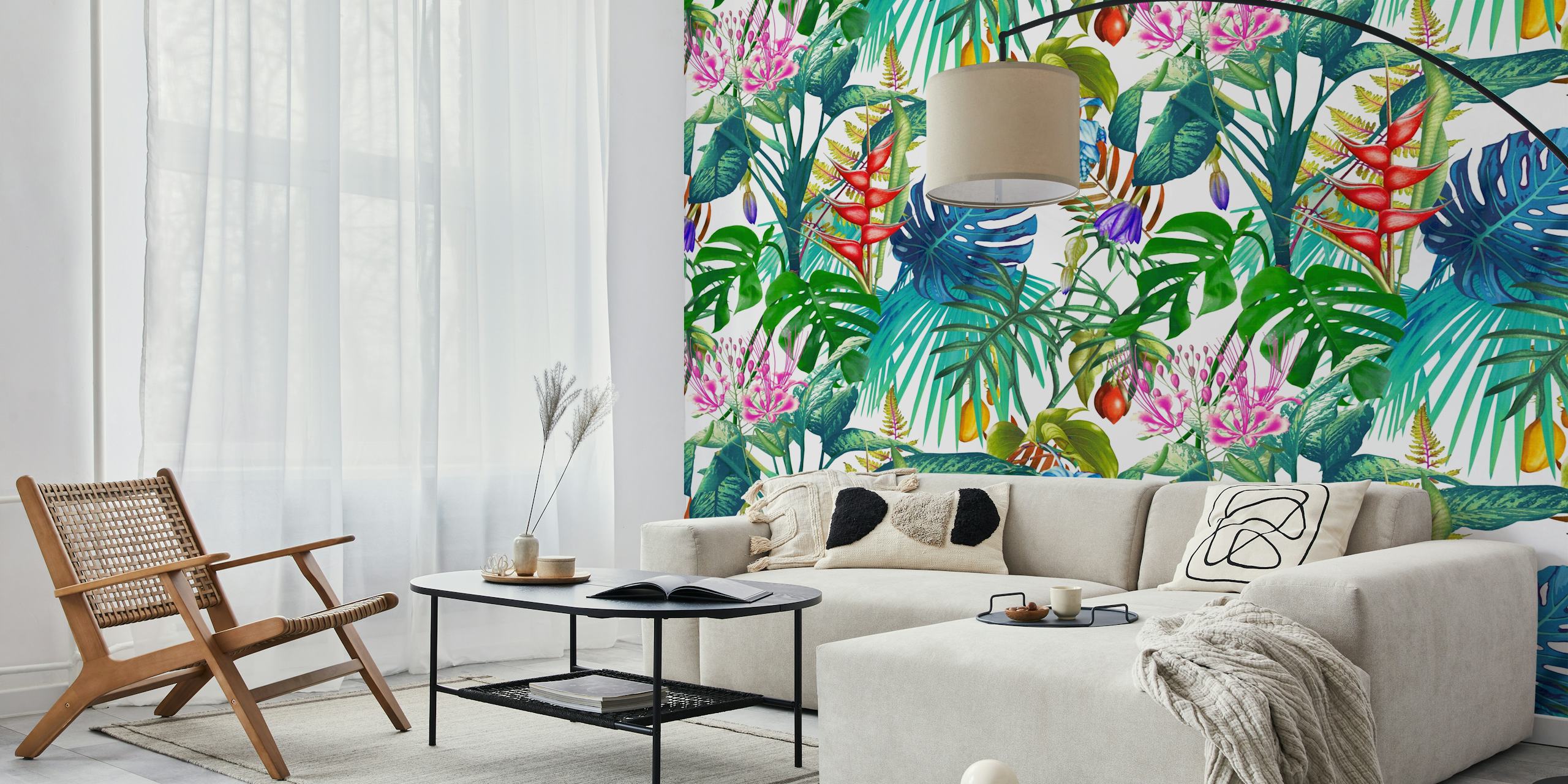 Ταπετσαρία Tropical Botanica σε φωτεινό δωμάτιο