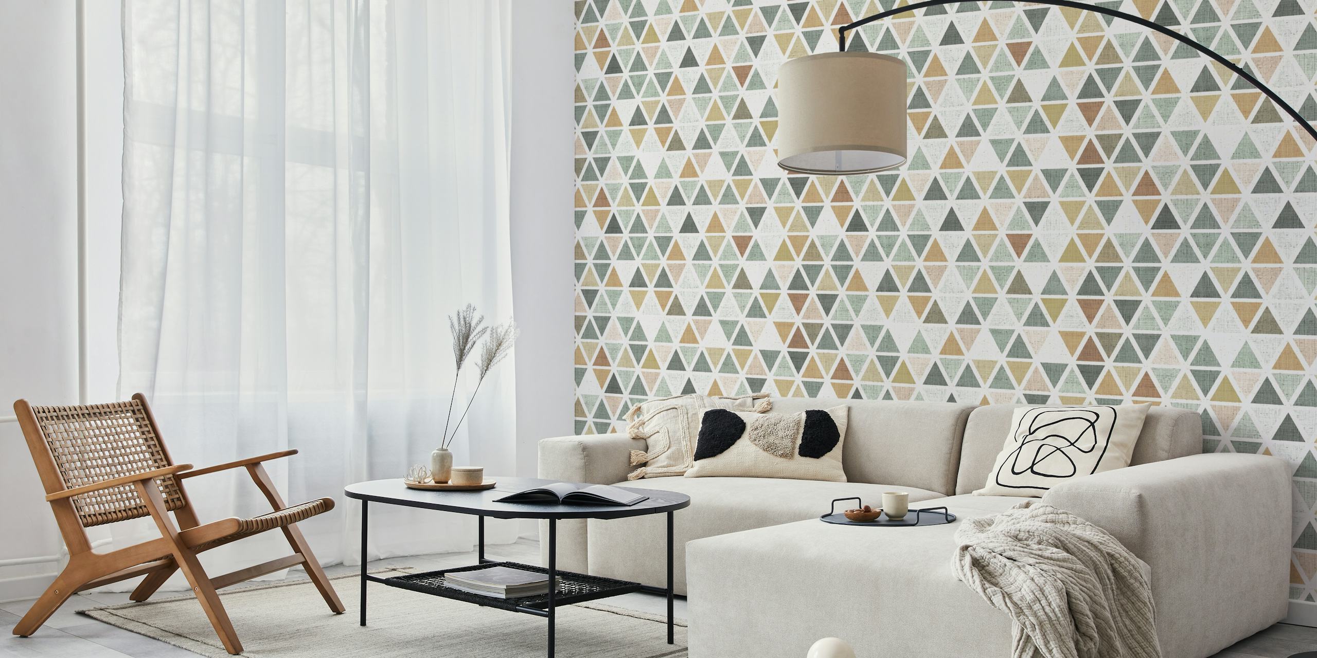 Neutral Triangles wallpaper in a room
