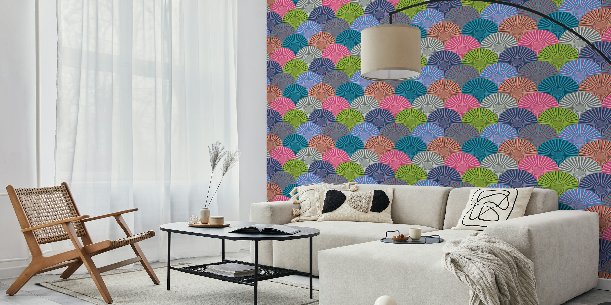 Färgglad Kaleidoscope Art Deco-tapet i rum