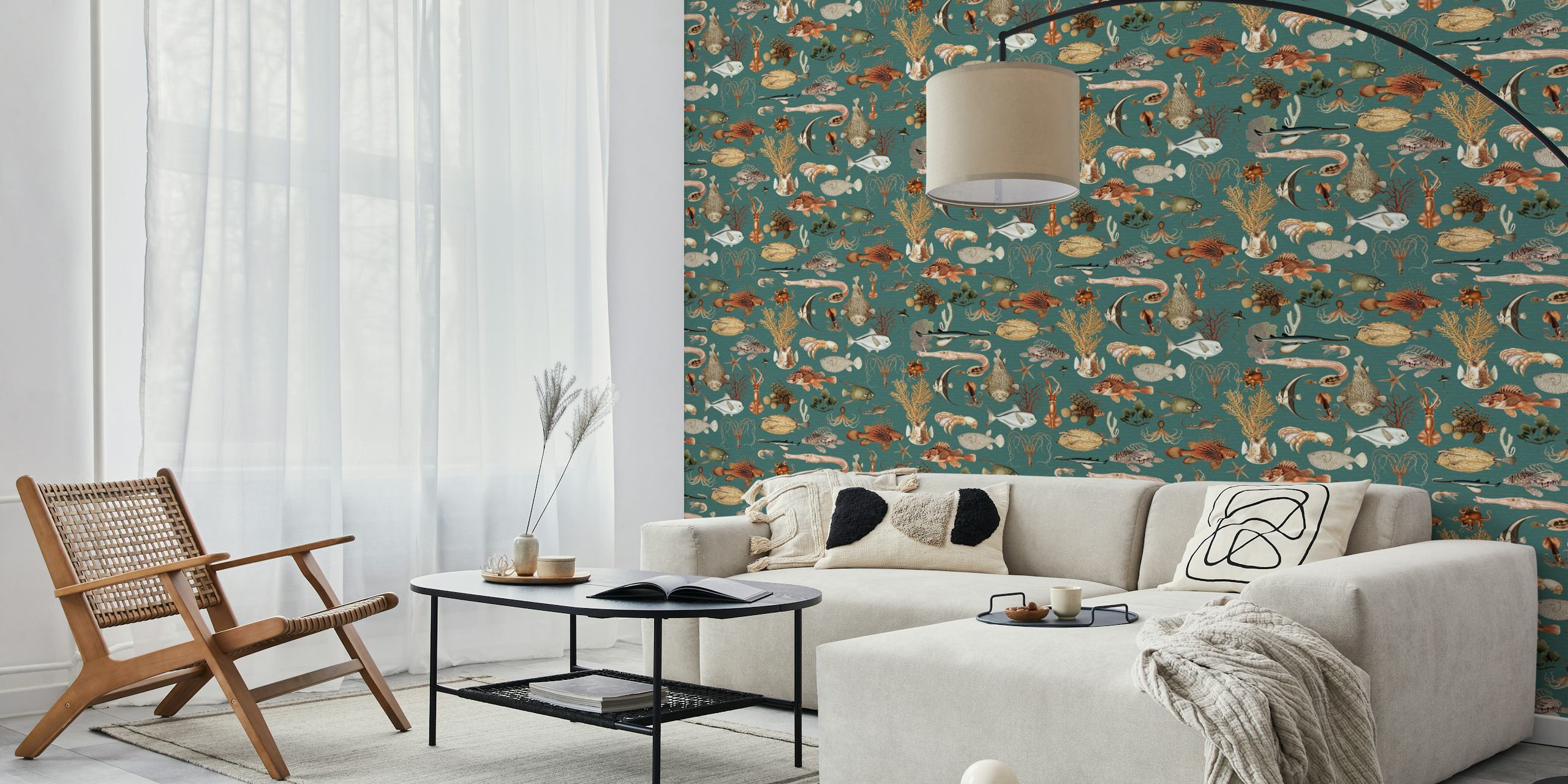Ταπετσαρία Oceania Fauna Artistry σε ένα δωμάτιο