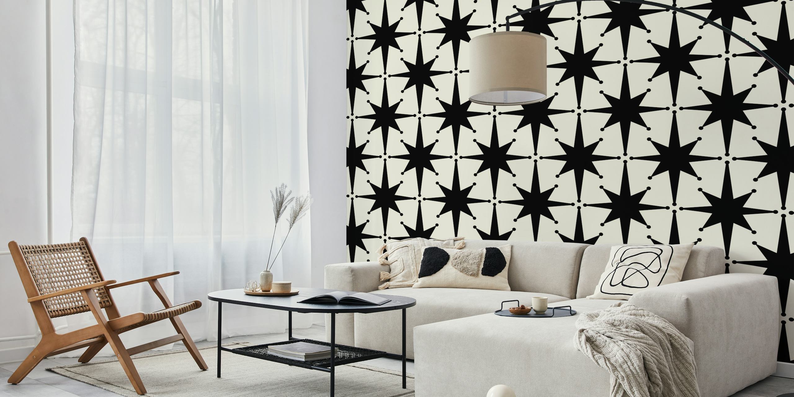 Tapeta Mid Century Modern Atomic Stars v místnosti