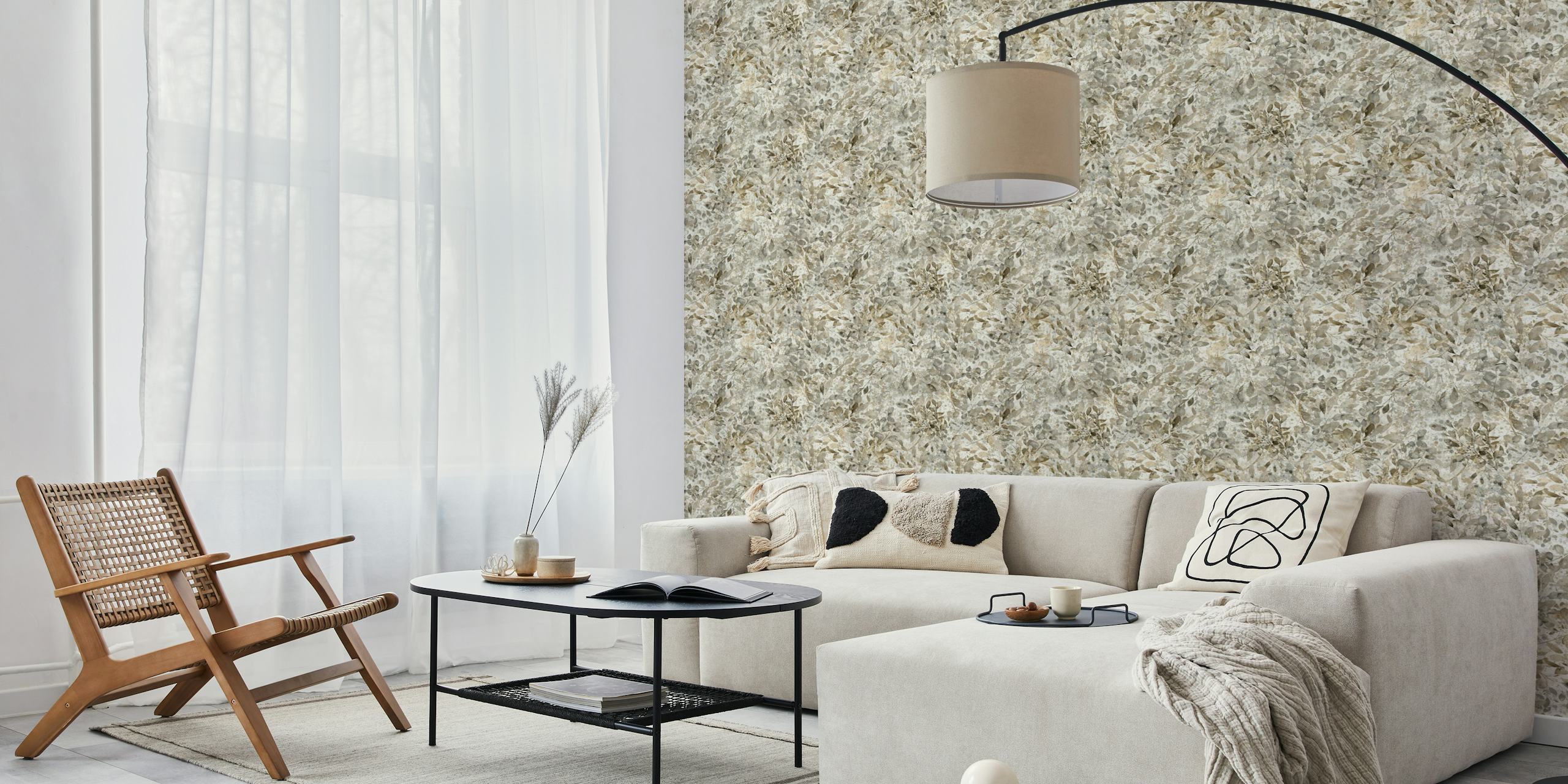 Leaves earthtones and glitter wallpaper design