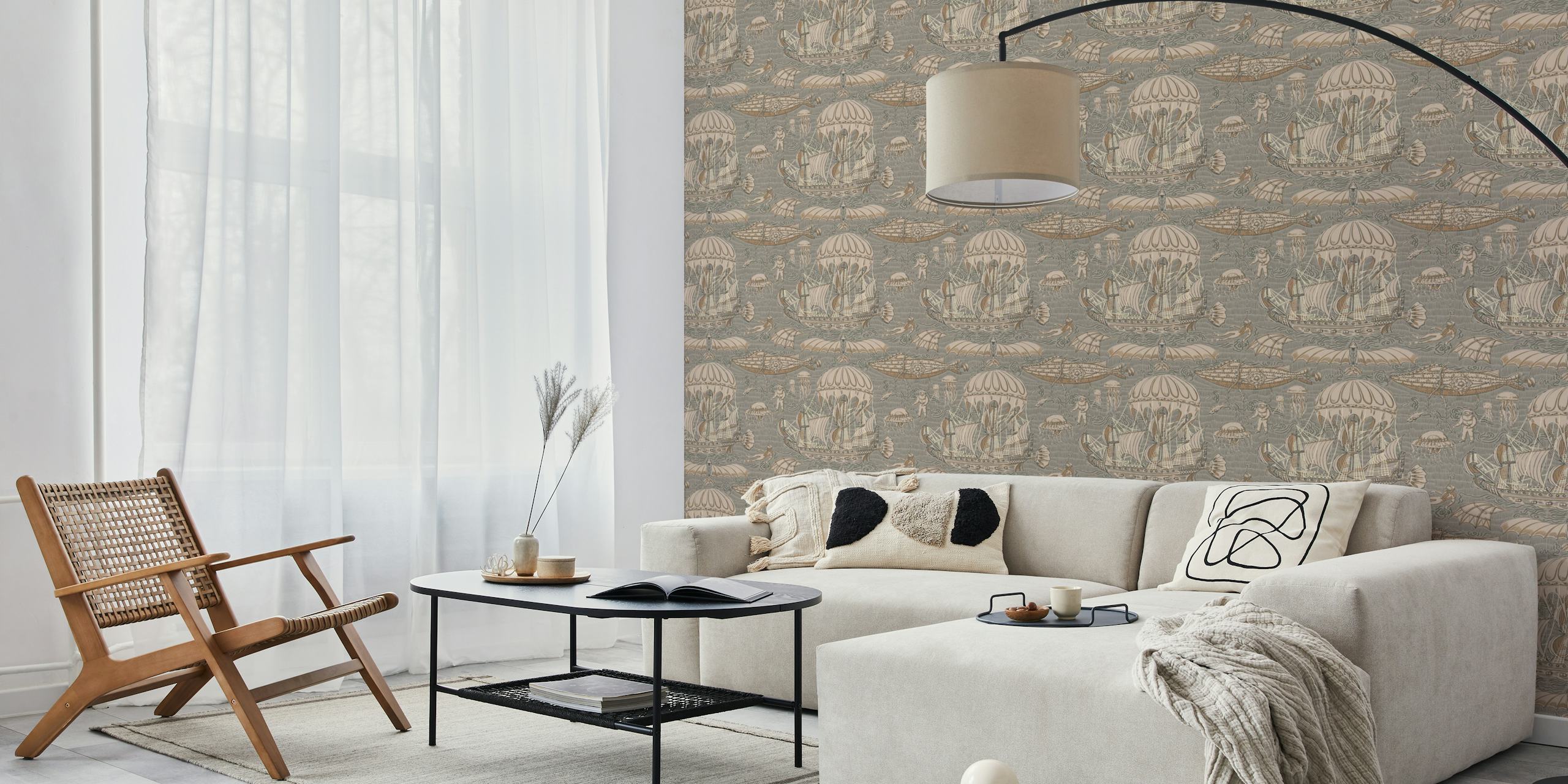 Vintage nautical adventure wallpaper design