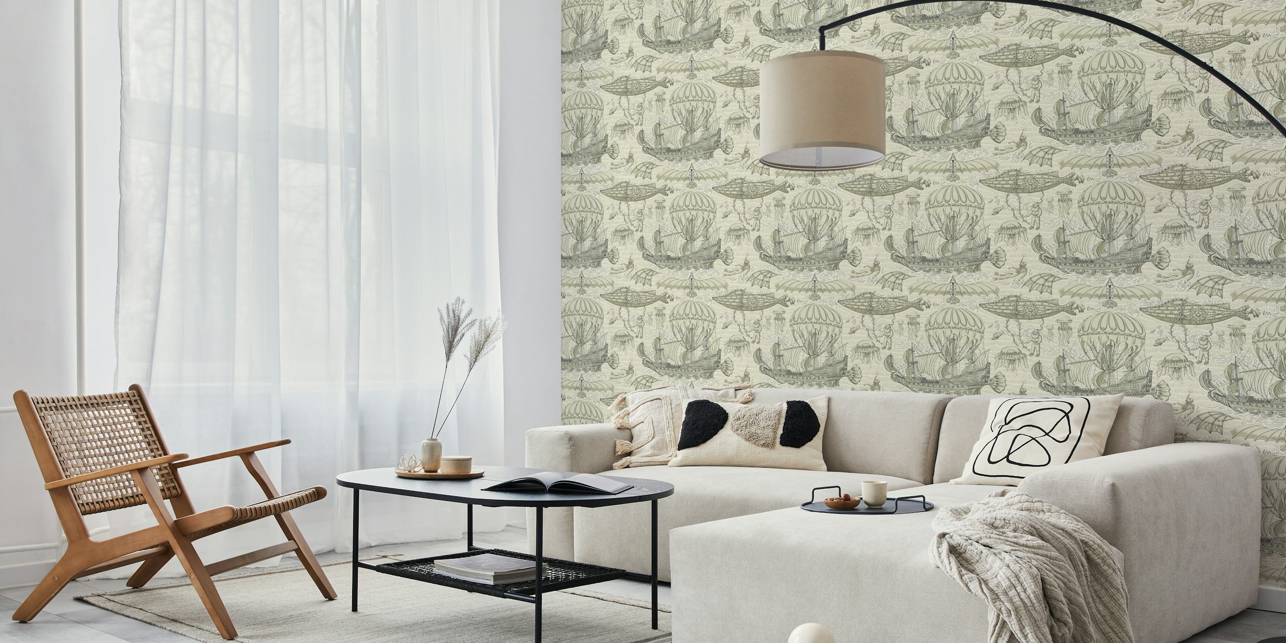 Maritime fantasy wallpaper design in einem Raum