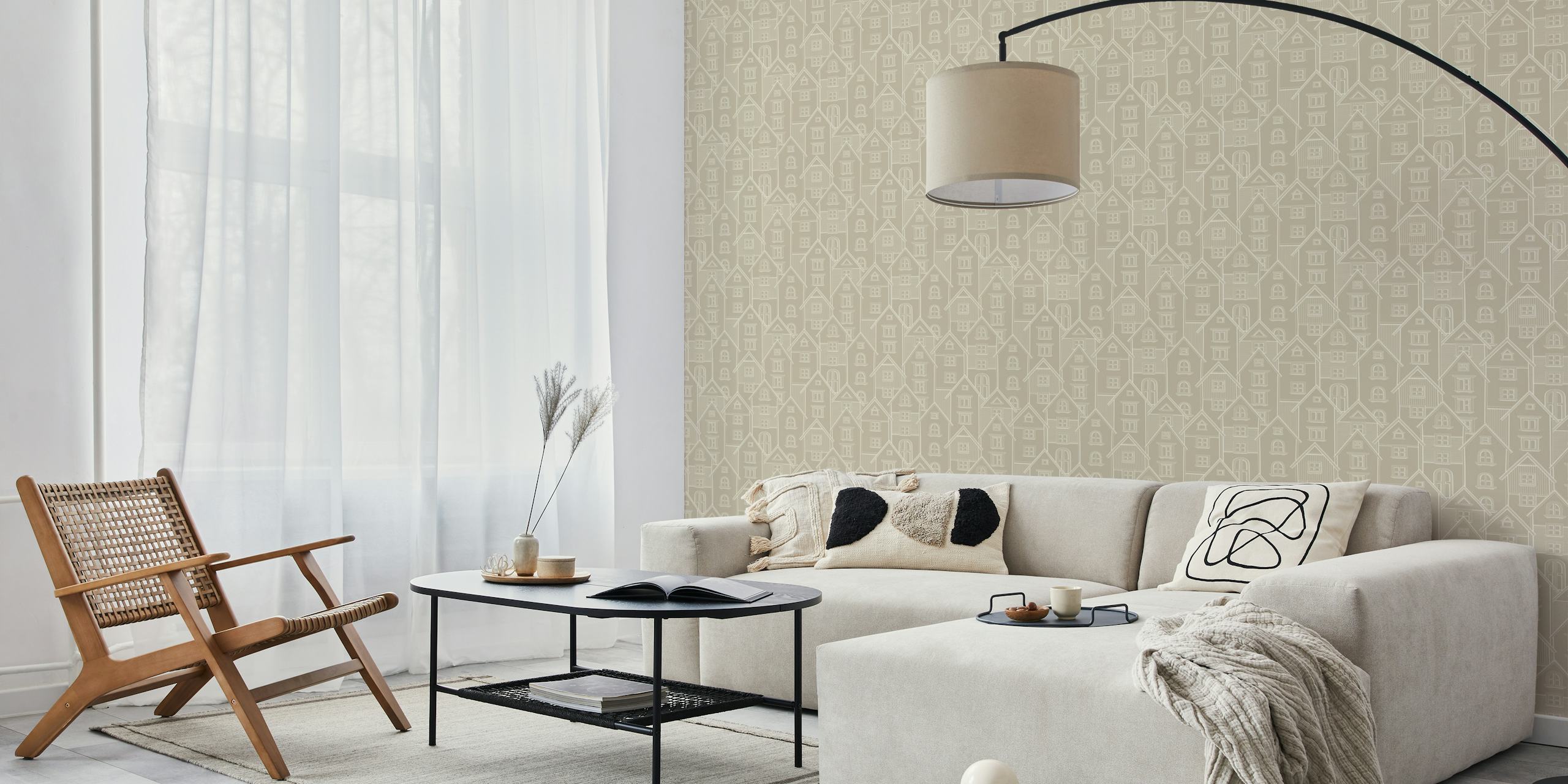 Rooftops Artistry Beige tapeta u sobi