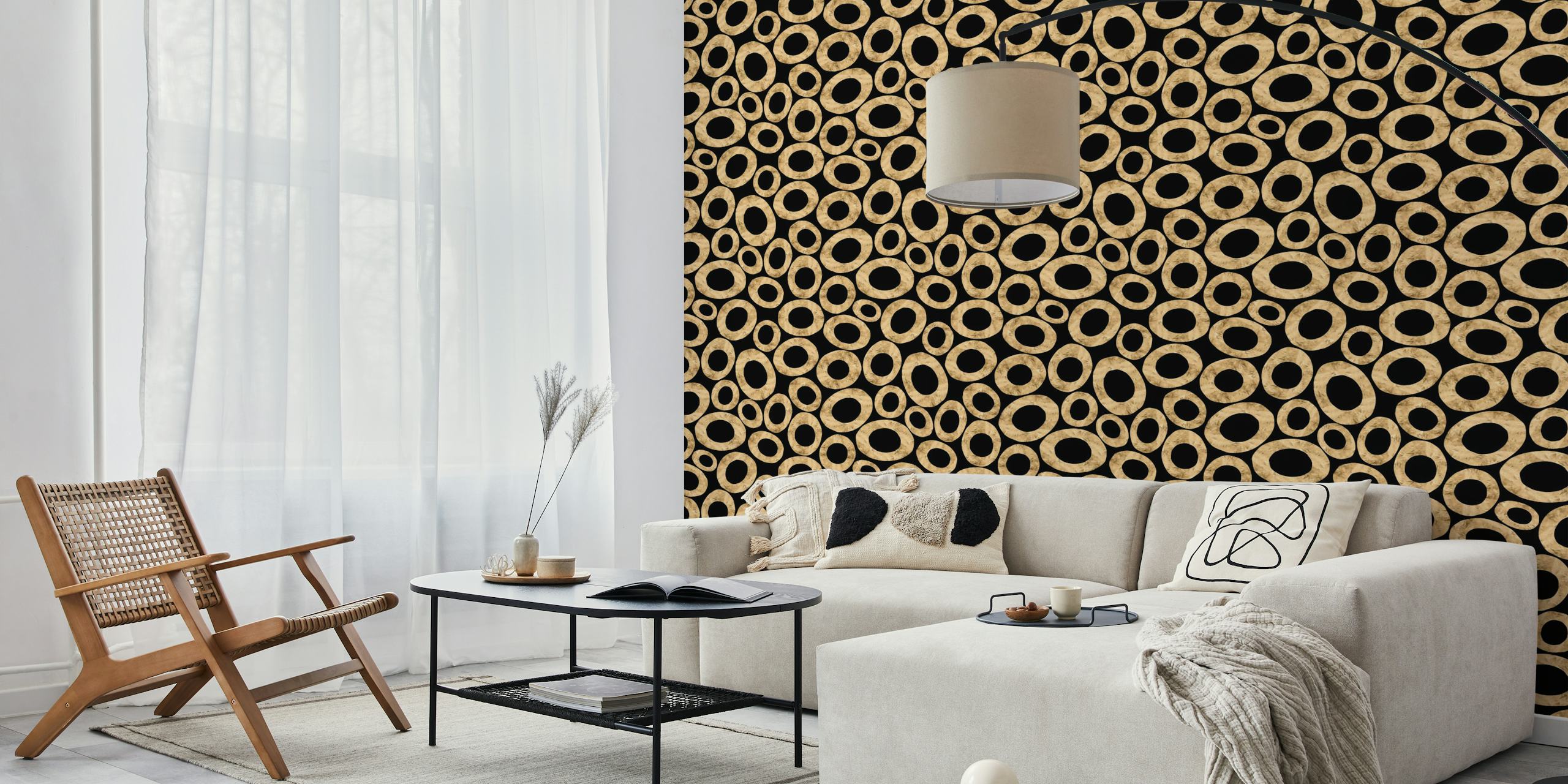 Small Abstract Ovals in Black & Gold wallpaper