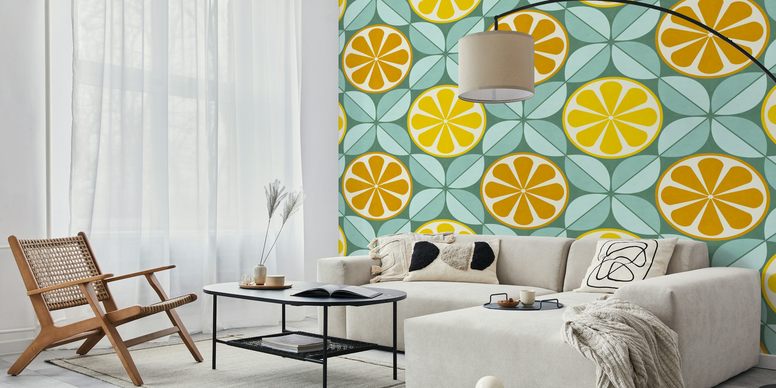 Geometric Citrus Fruit wallpaper design