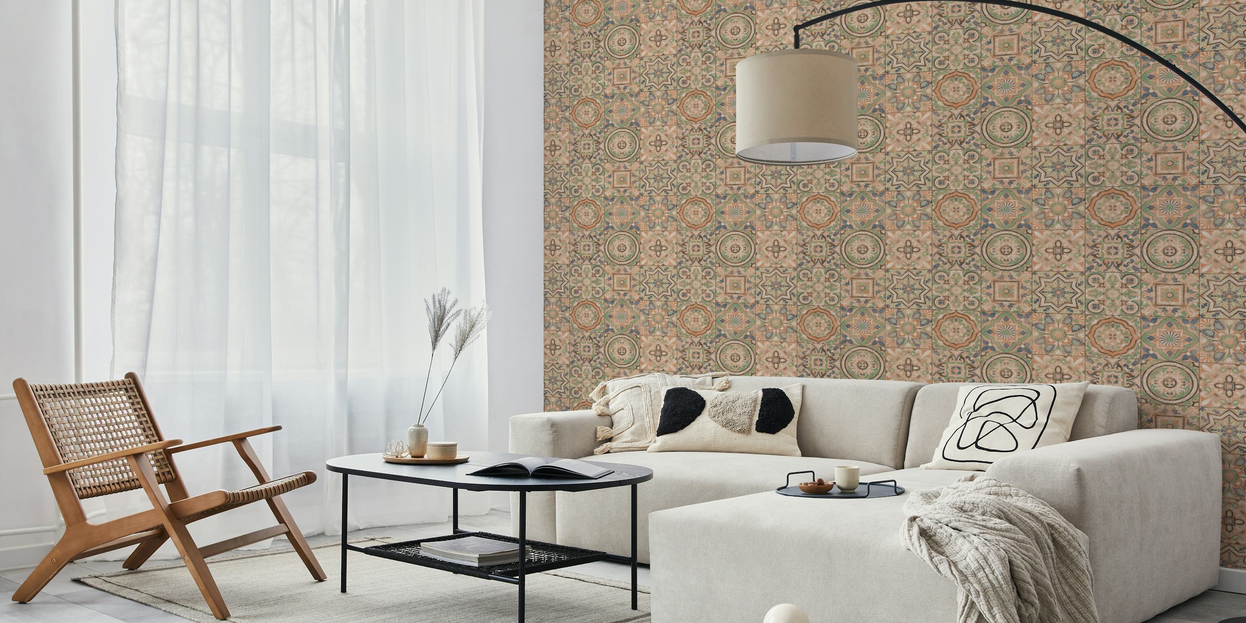 Spanish vintage tiles wallpaper in einem Raum