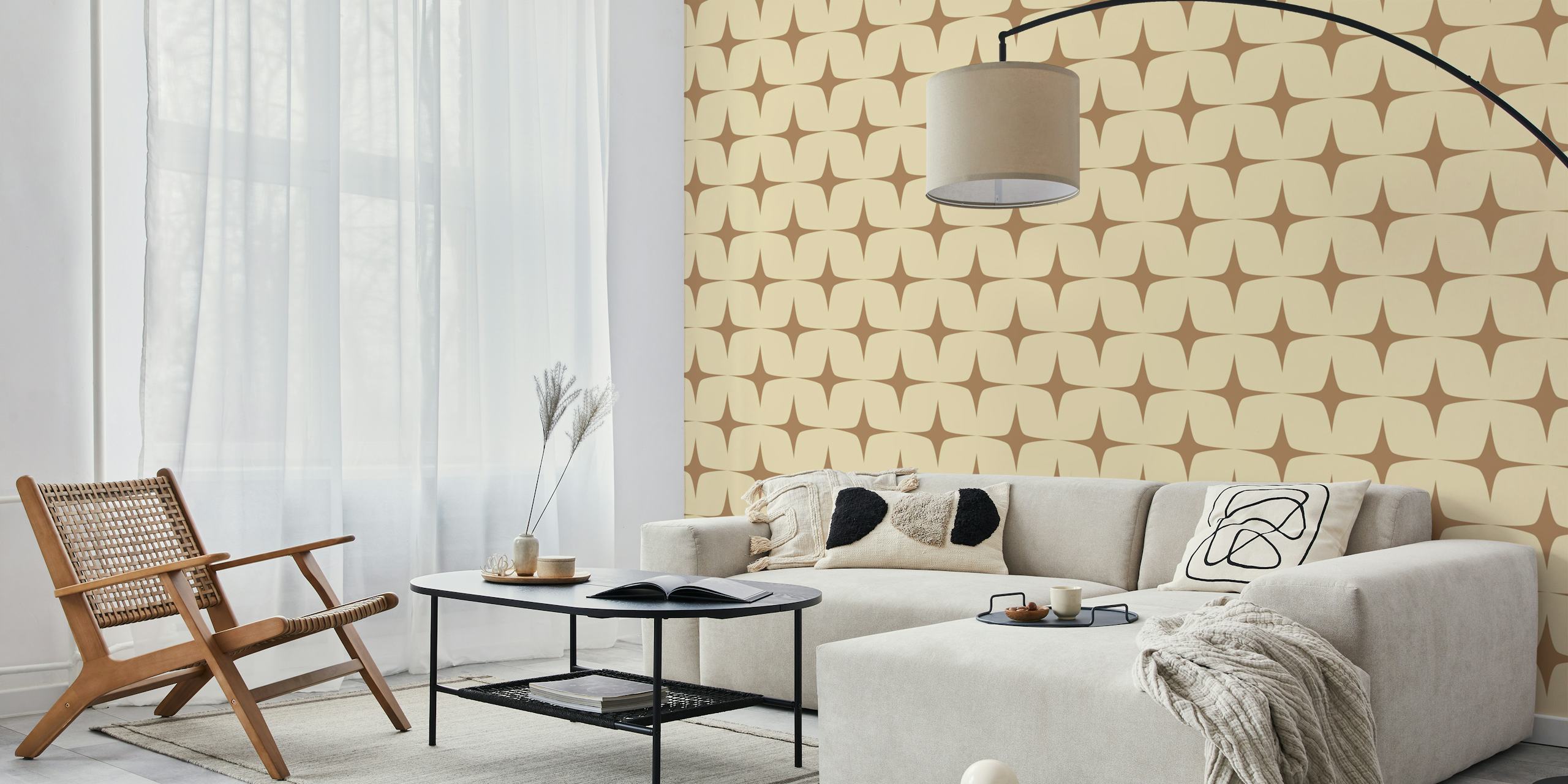 Starburst Sand Ivory wallpaper in a room