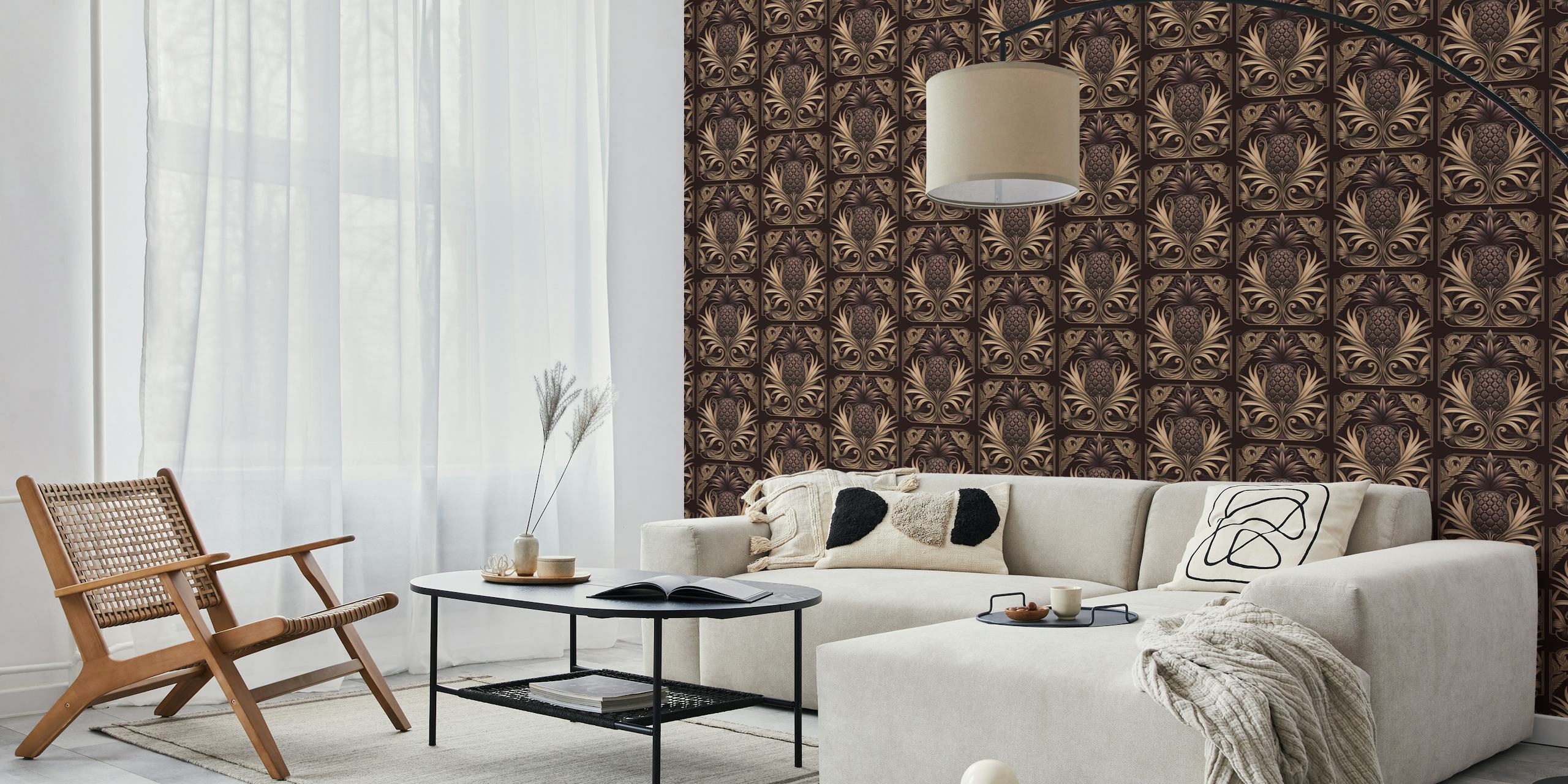 Papier peint ananas Art déco dans une pièce