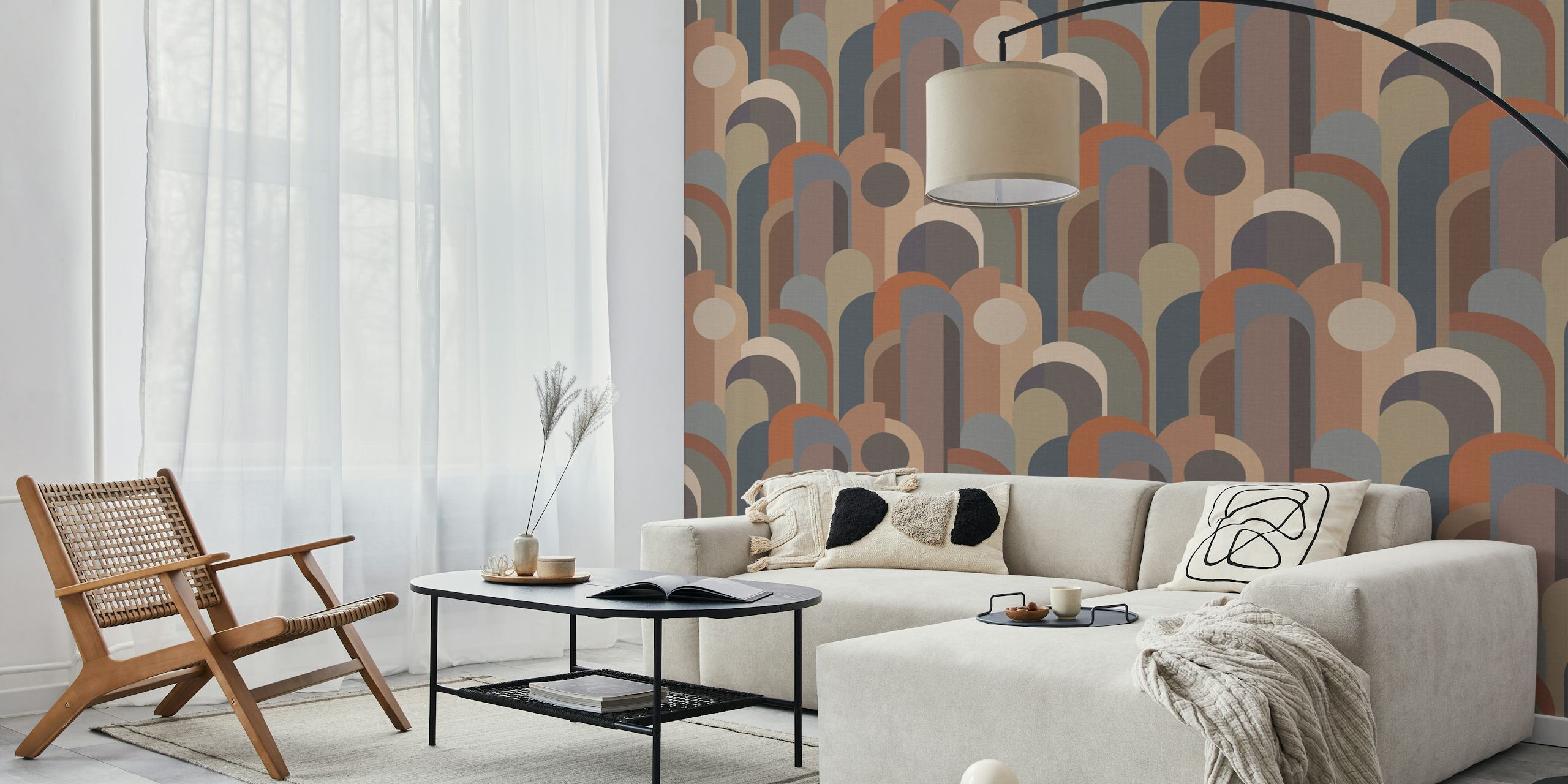 Abstract Geo Pattern beige brown terracotta tapet