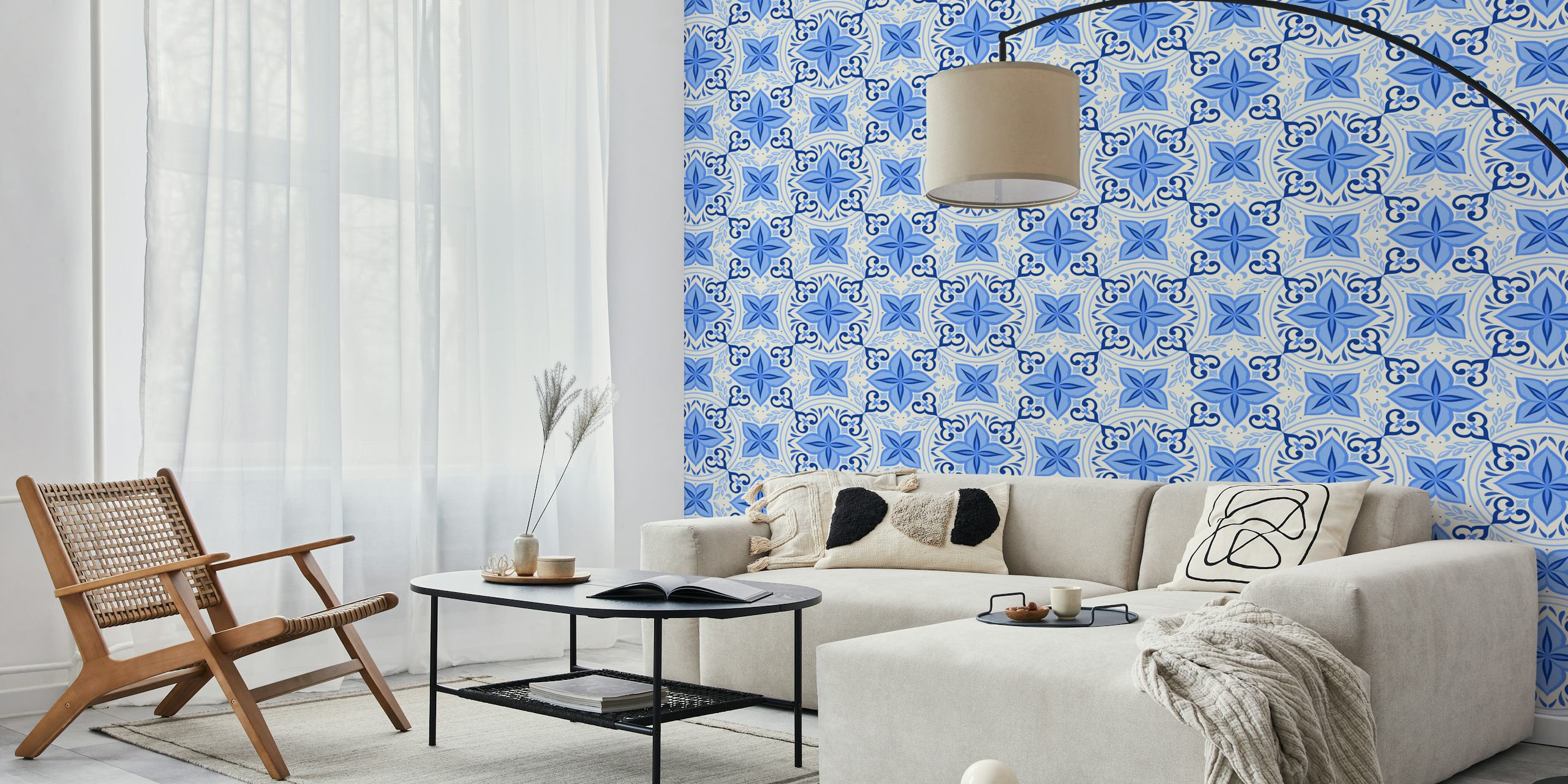 Royal Blue Botanica wallpaper in a room