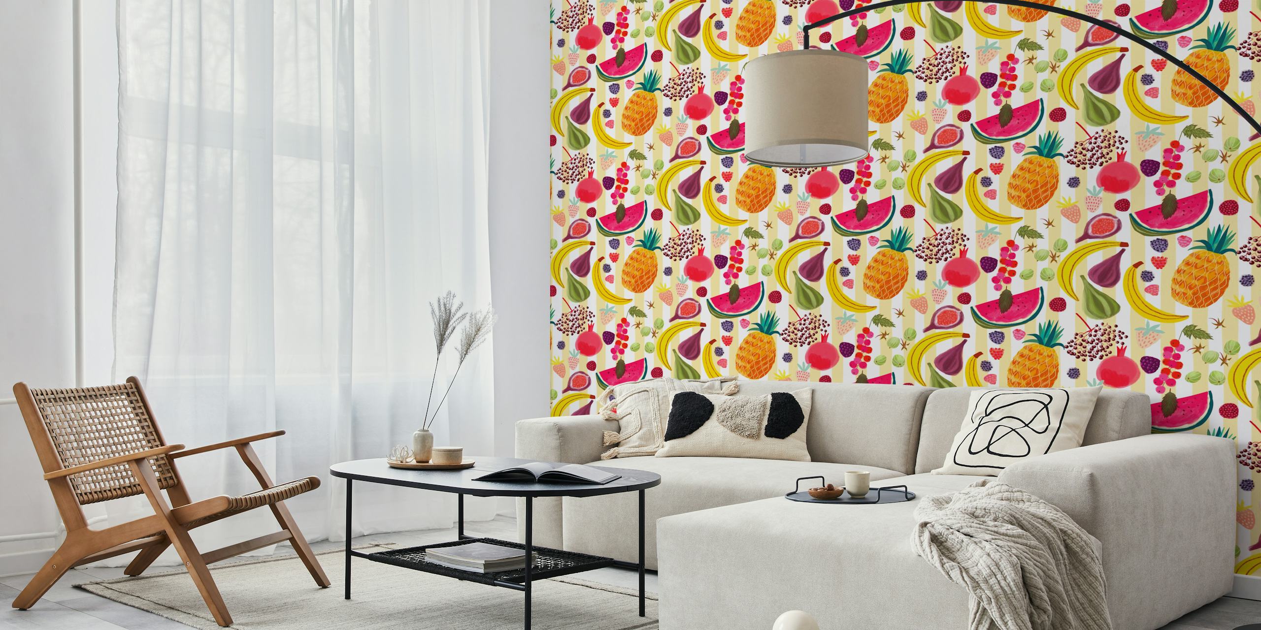 Vibrant fruit splash tapet i et rommiljø