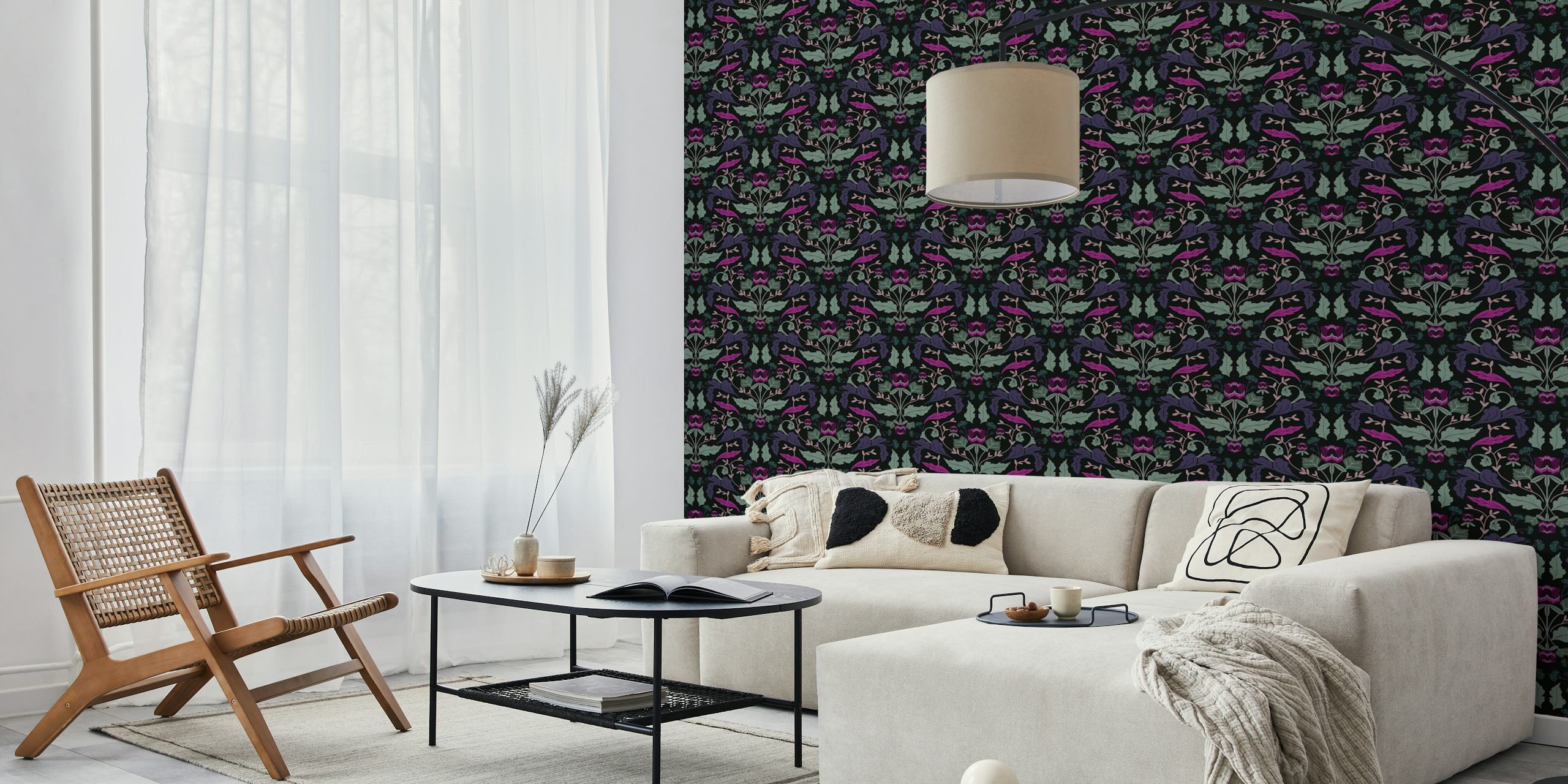 Design della carta da parati Dark Victorian Tulip Flowers