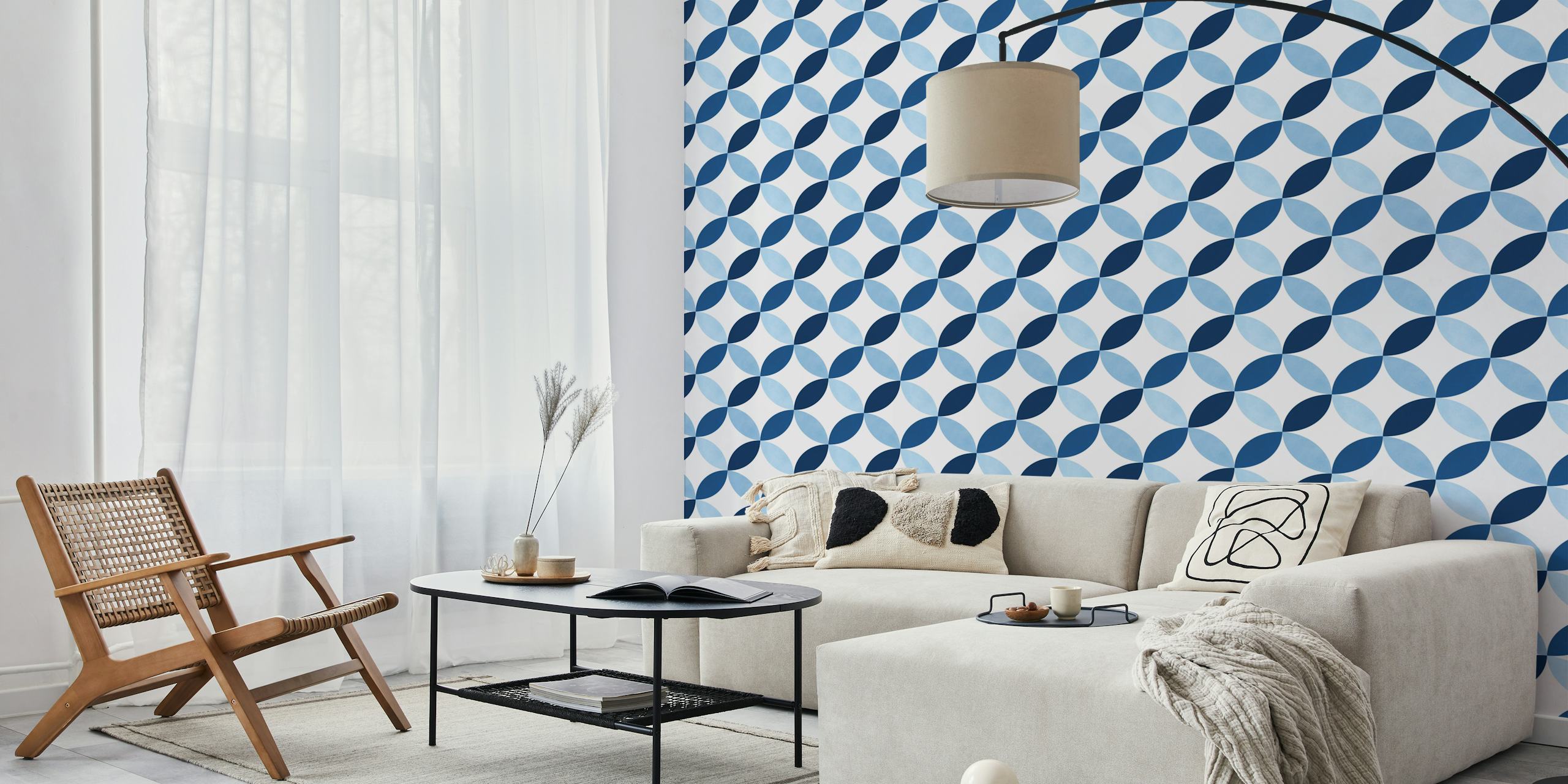 Papier peint Blue geometric pattern dans une pièce