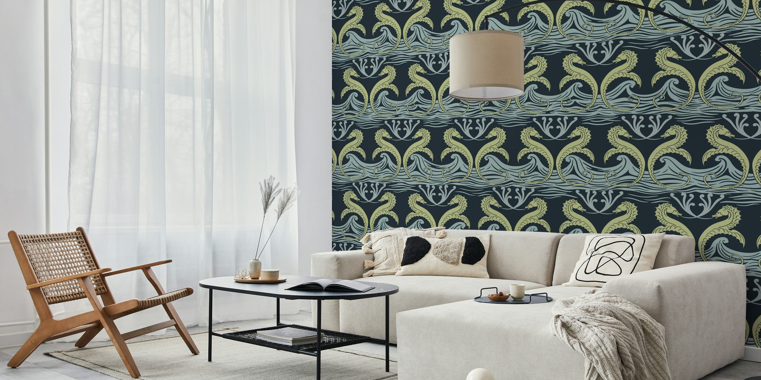 Vintage Art Nouveau Seahorses wallpaper pattern