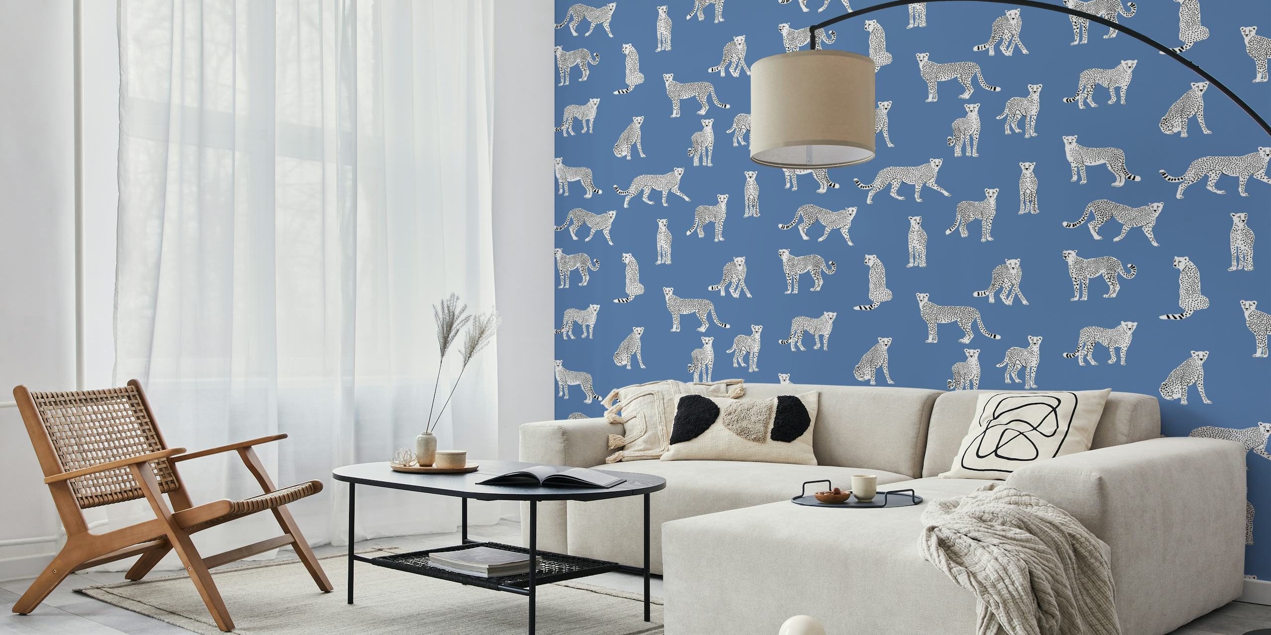 Design di carta da parati White Cheetah in una stanza