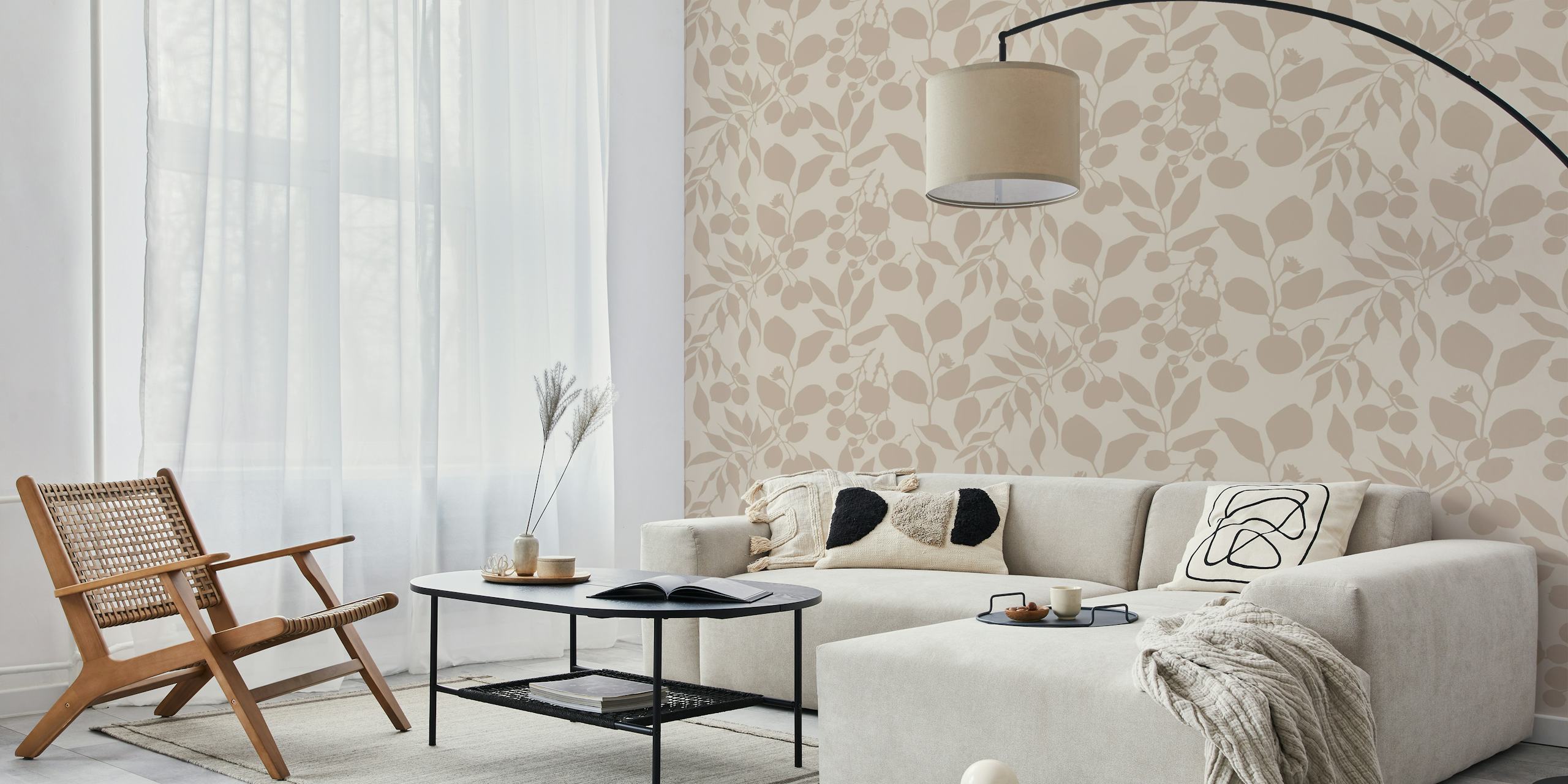 Fruit And Foliage Japandi Minimalist wallpaper design