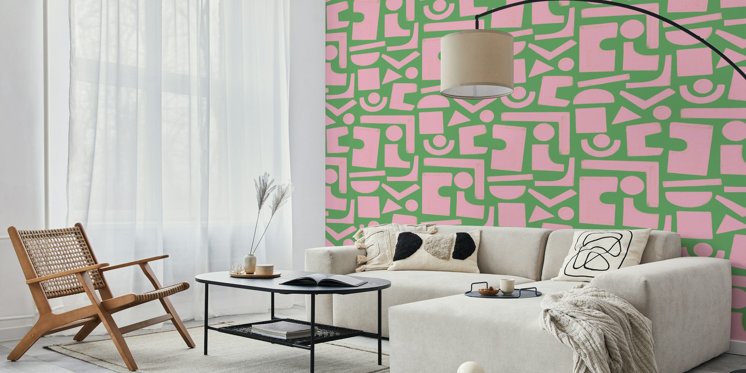 Geo Shapes Modern Abstraction papel pintado en una habitación