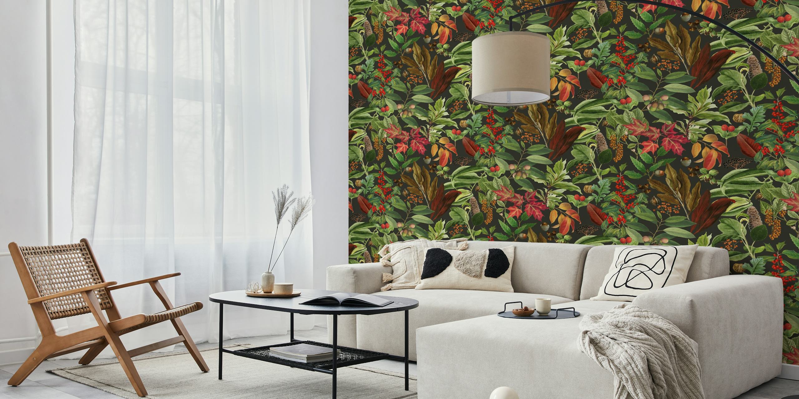 Carta da parati botanica in caldi colori autunnali per autumn vibe cozy botanicals