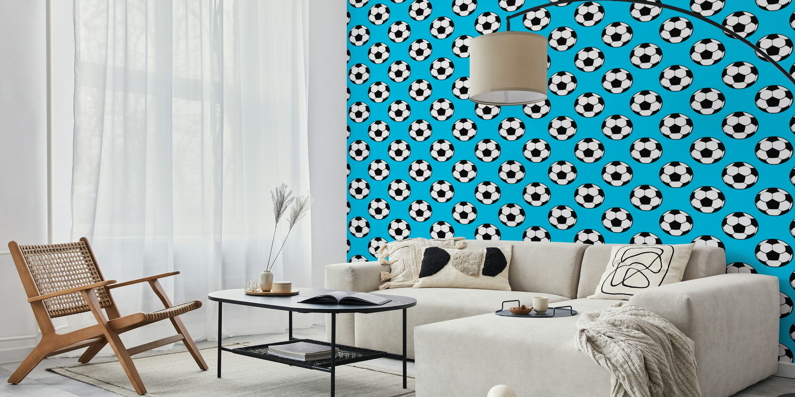 Soccer ball wallpaper in a room