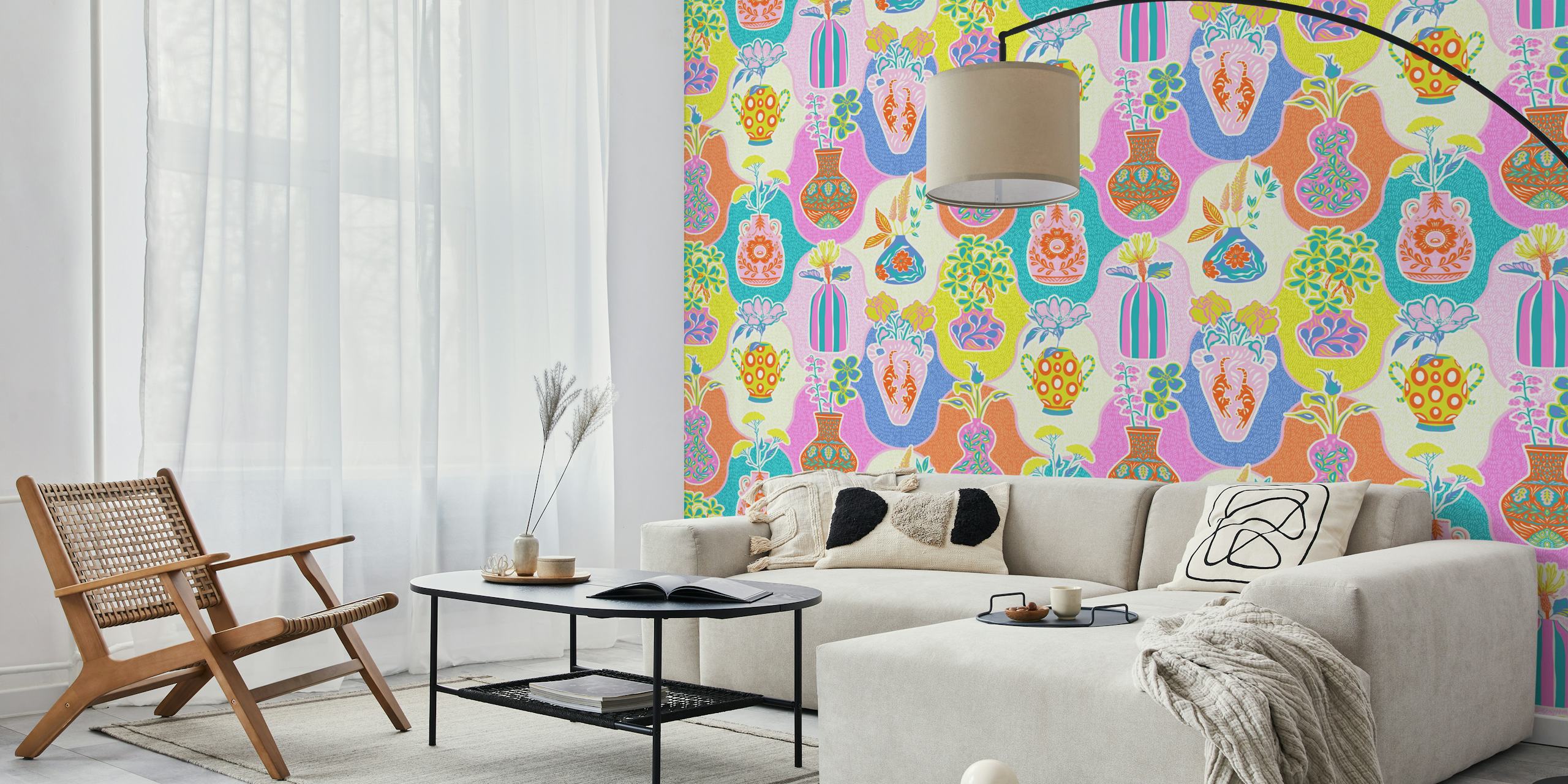 Výstava tapet Colorful Kitschy Floral Vases