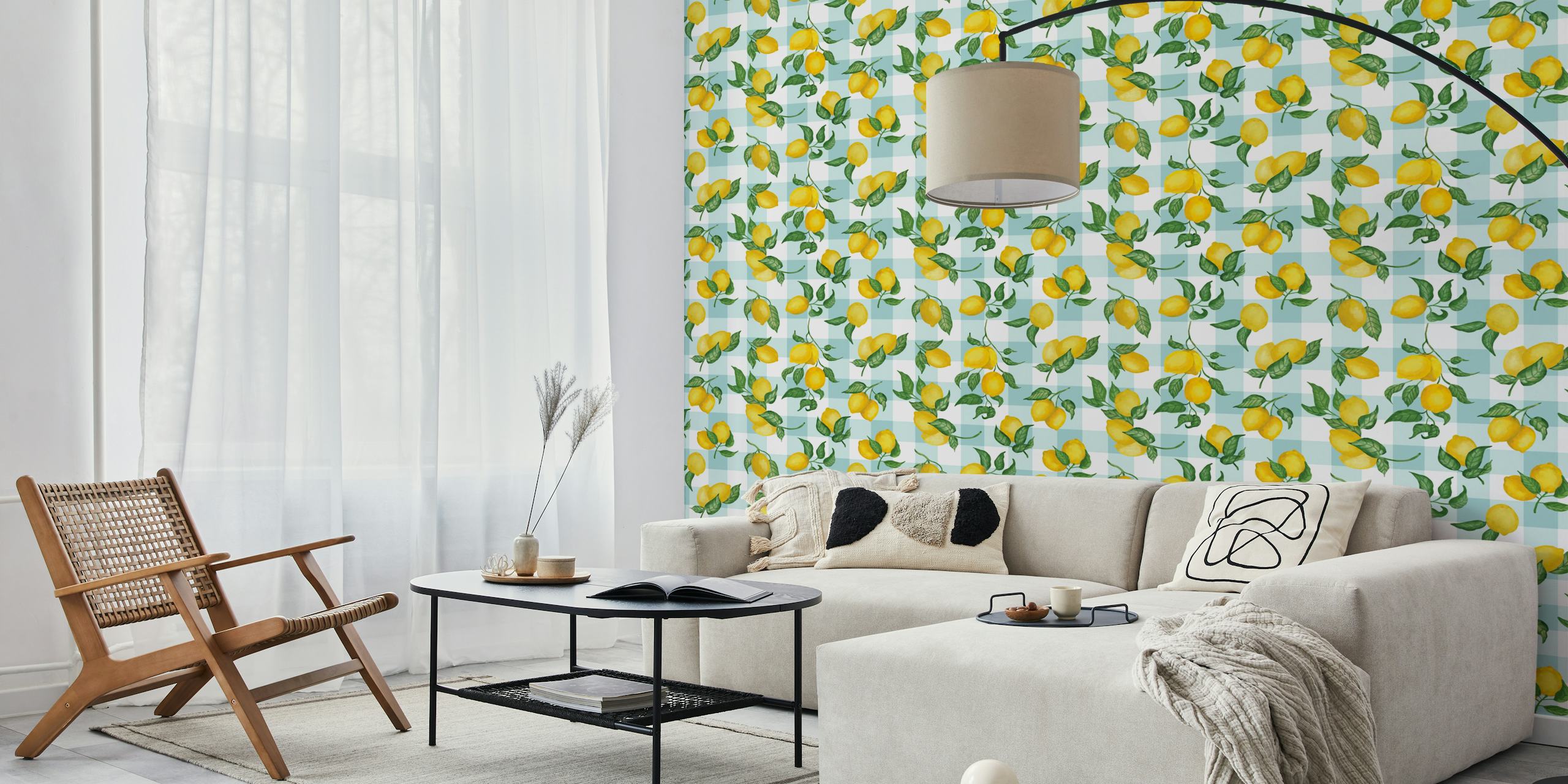 Papel de parede Lemon gouache em um quarto