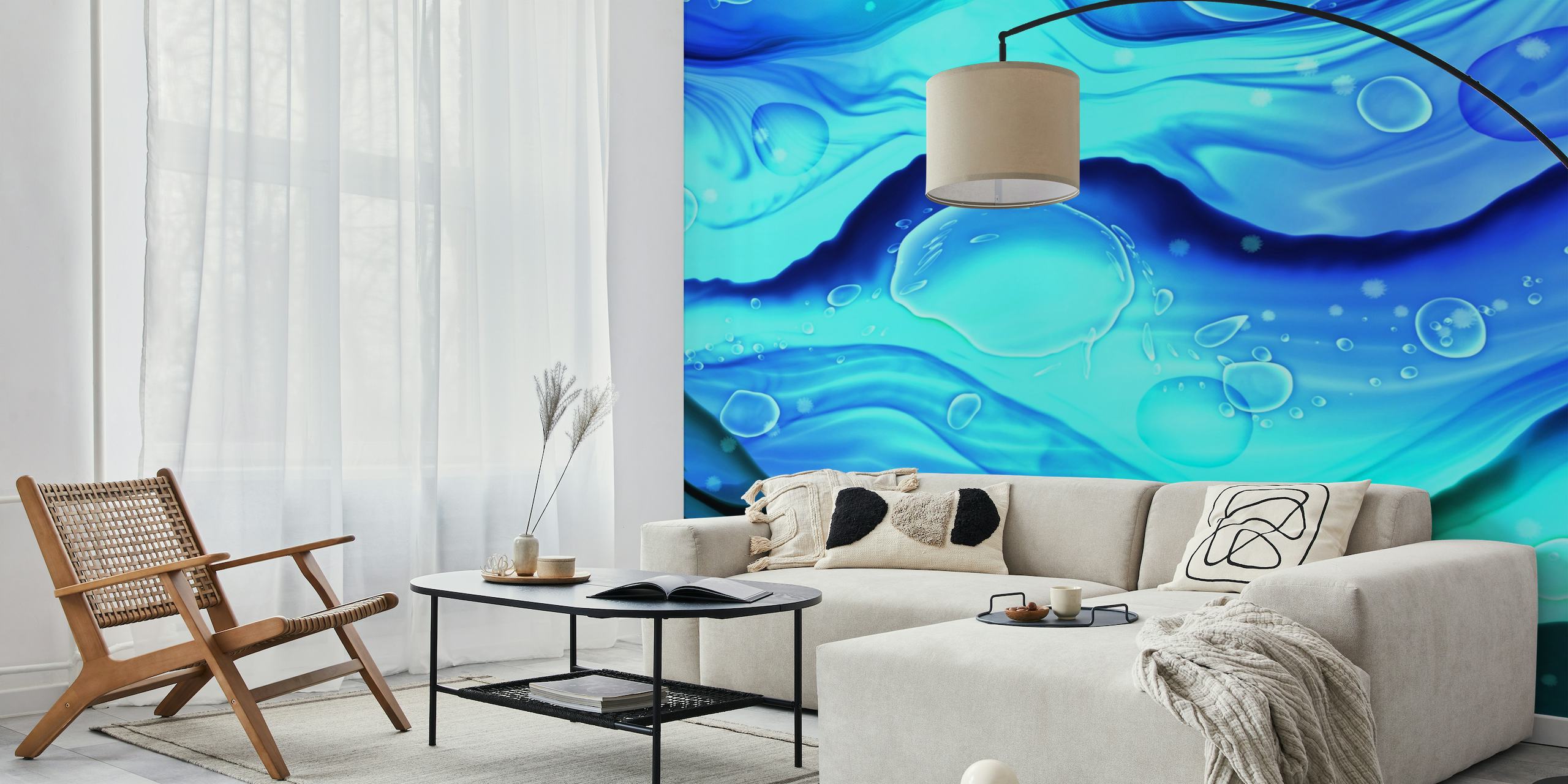 Blue Ocean Mermaid Waves wallpaper