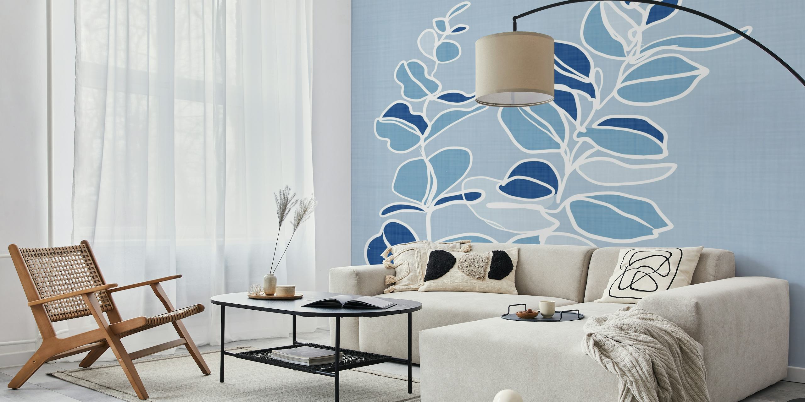 Variegated leaves - blue wallpaper