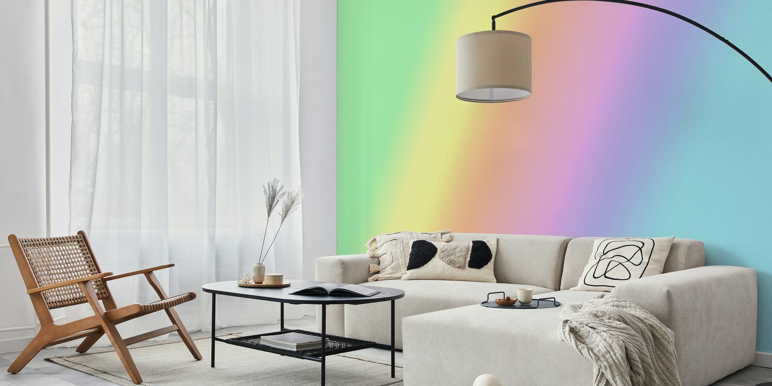 Kleurrijke muurschildering met regenbooggradiënt genaamd 'Rainbow Love'