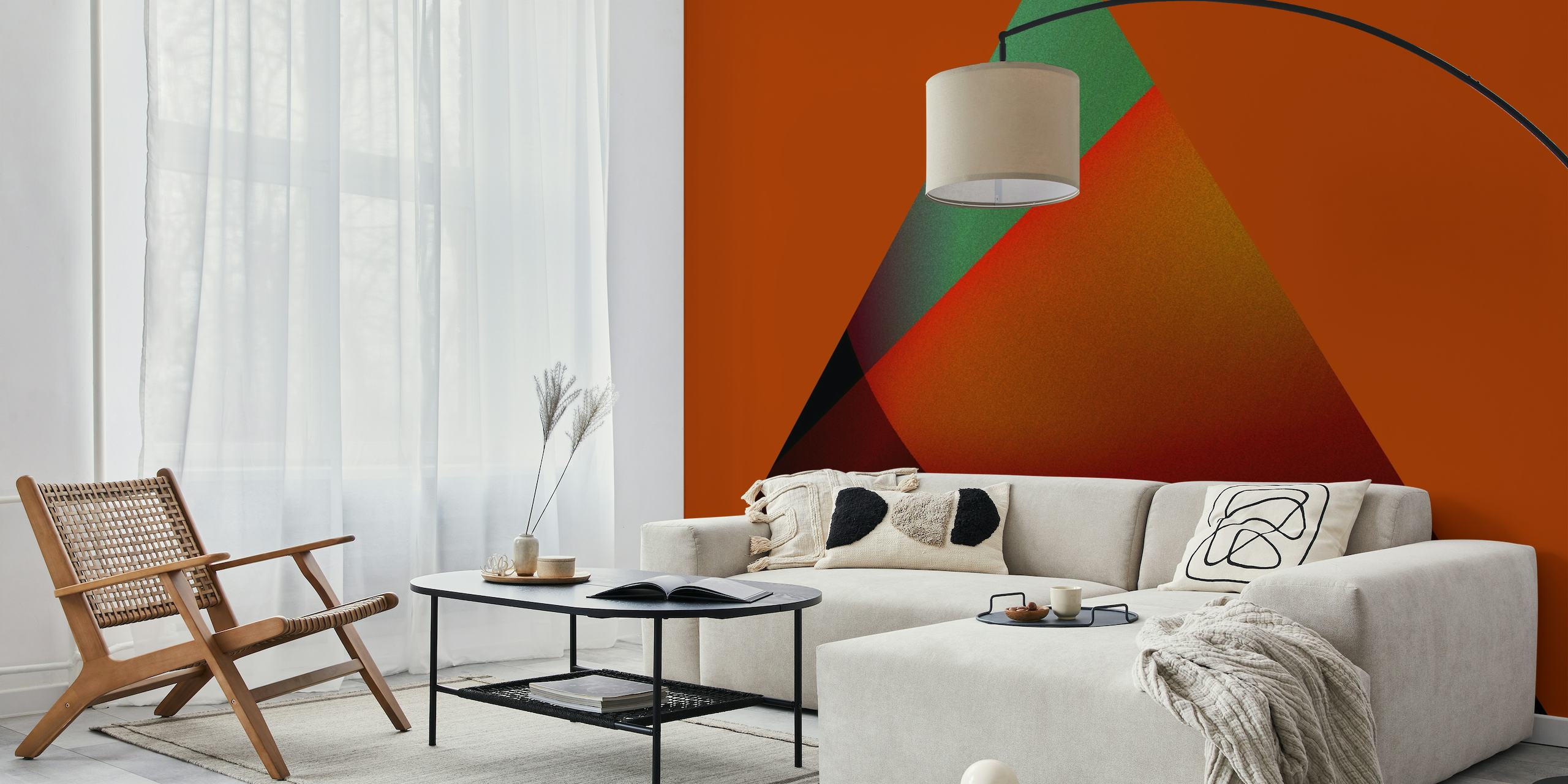 Trendy Triangle Abstract Red wall mural with geometric shapes