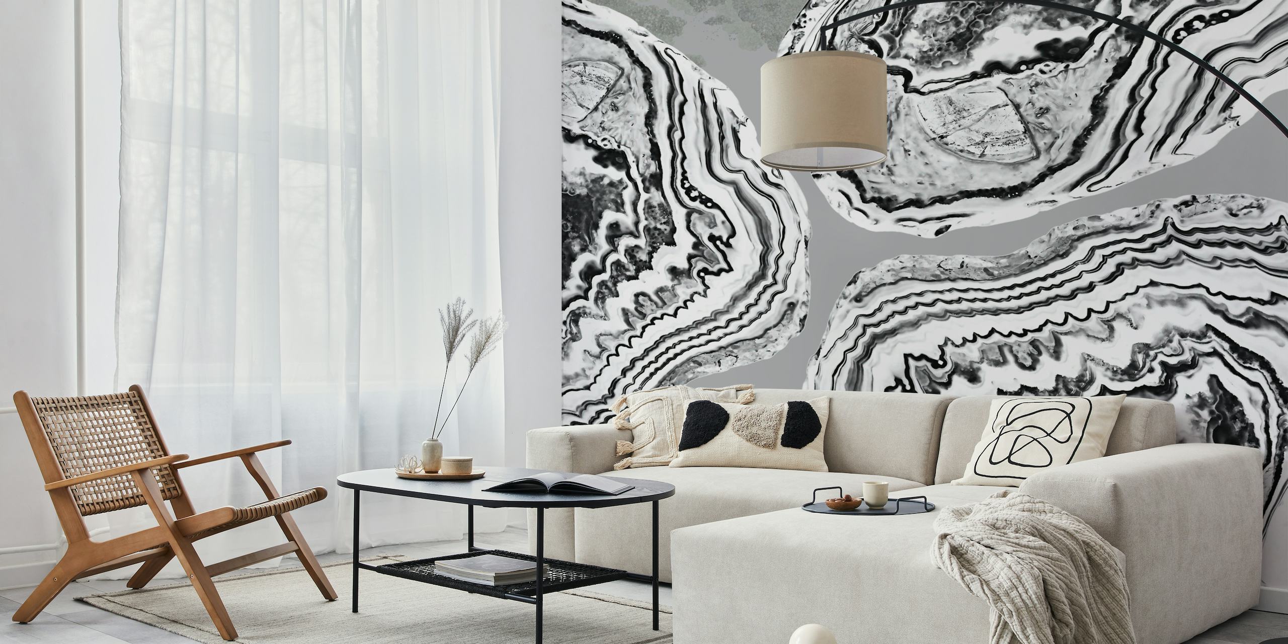 Trendy Grey Agate Marble papel de parede