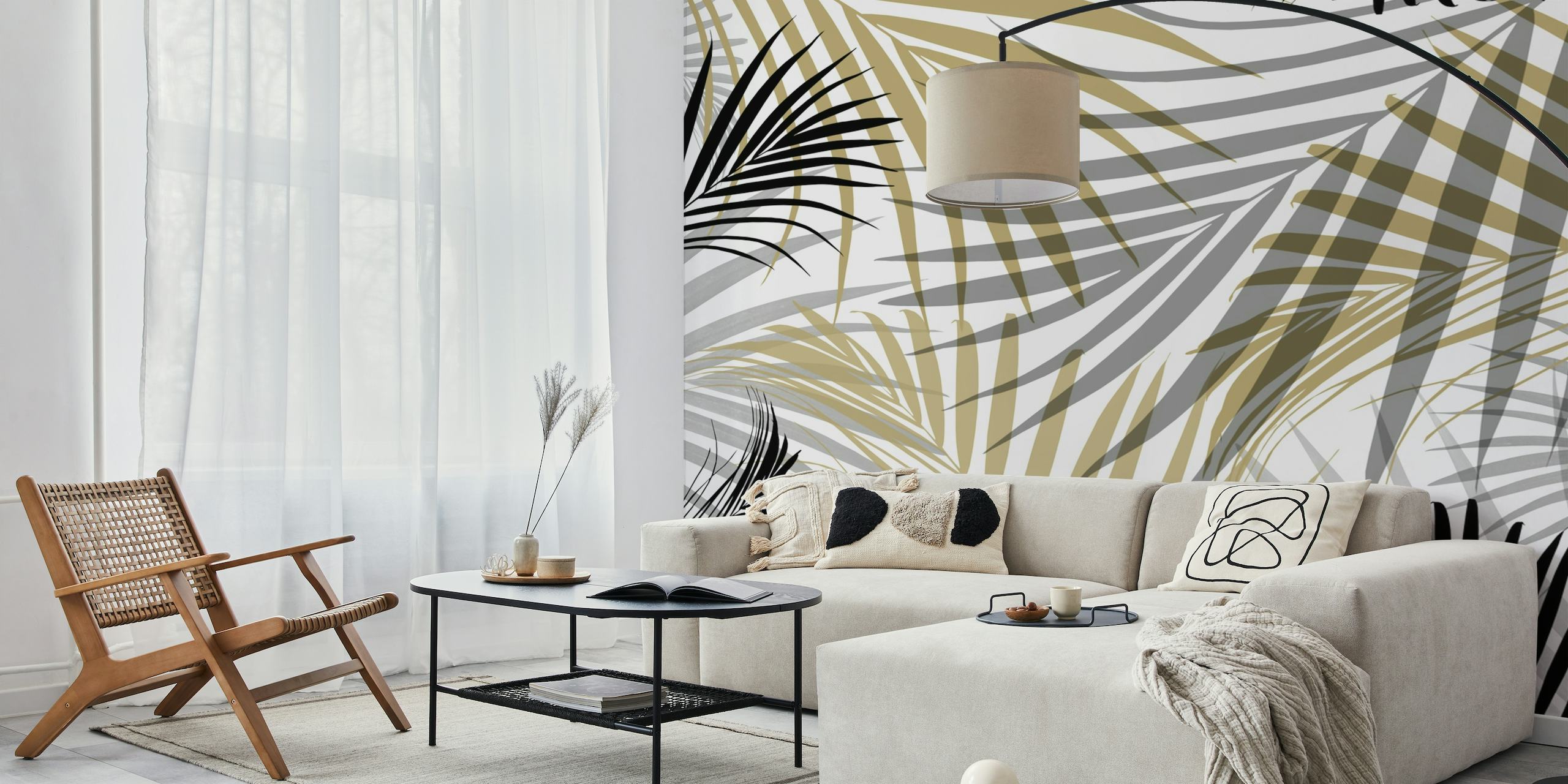 Gold Gray Black Palm Leaves 2 tapety