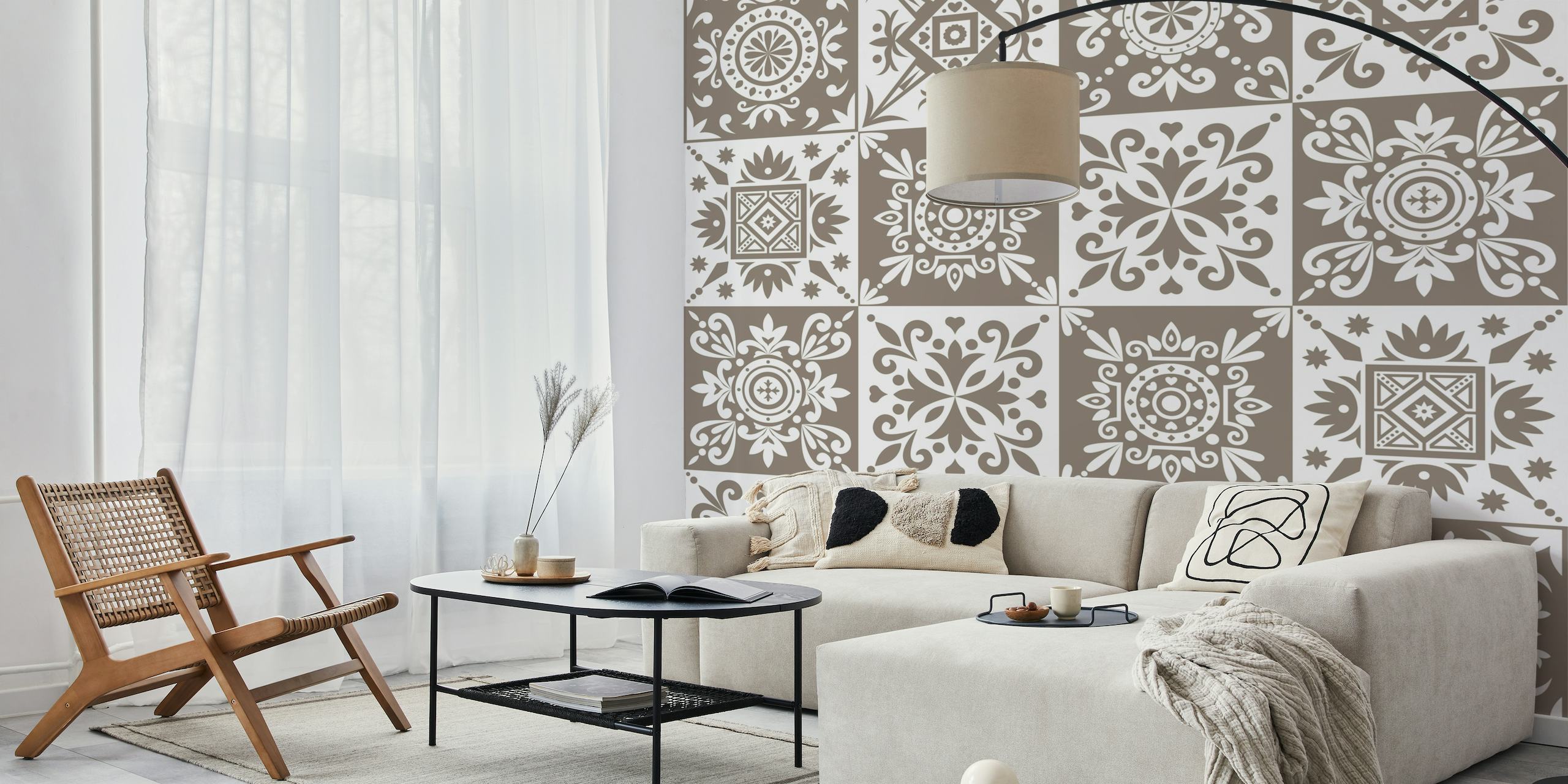 Alhambra Taupe White Mexican behang