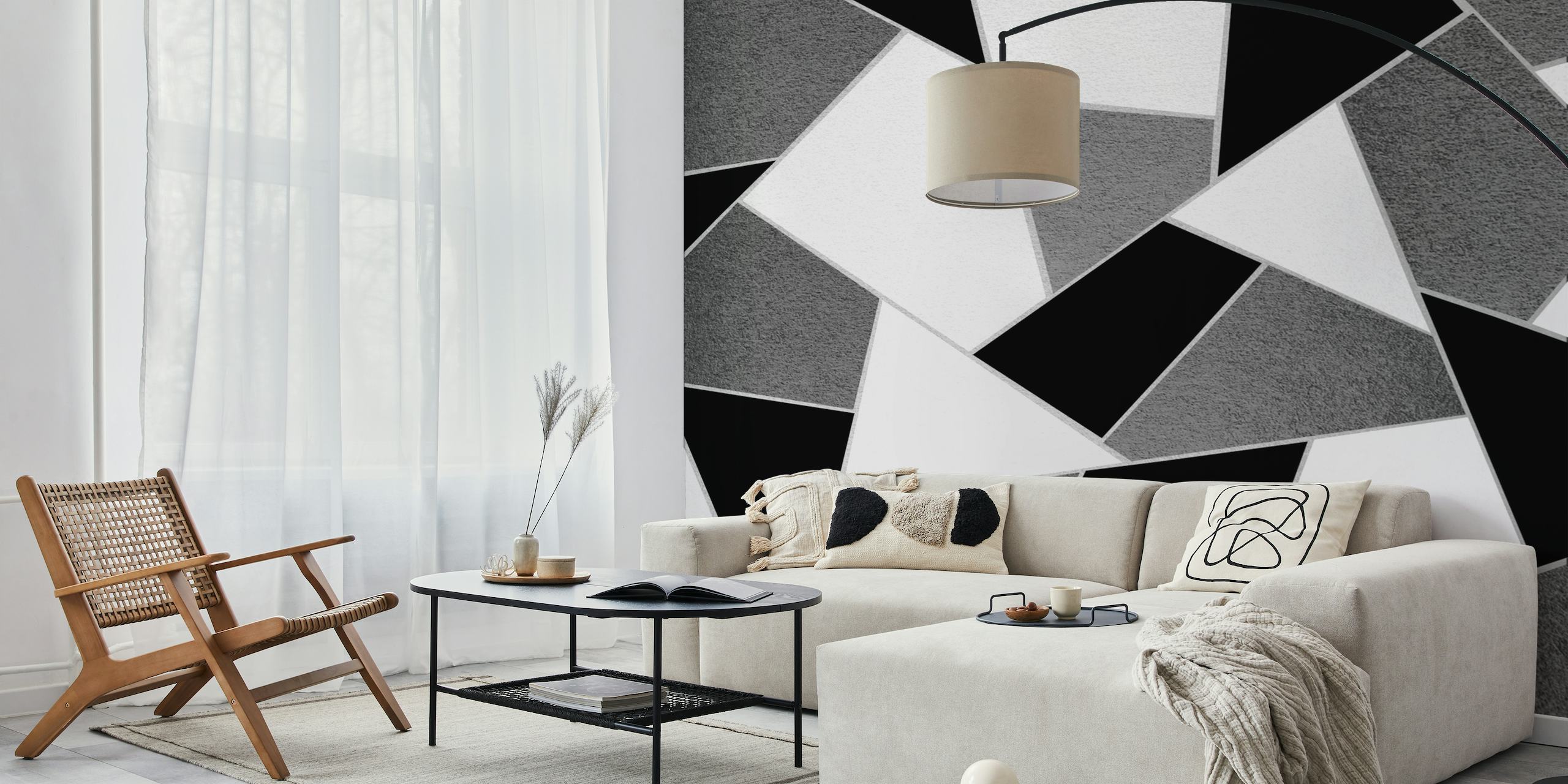 Zara Mono Geometric Wallpaper in White and Black – I Love Wallpaper