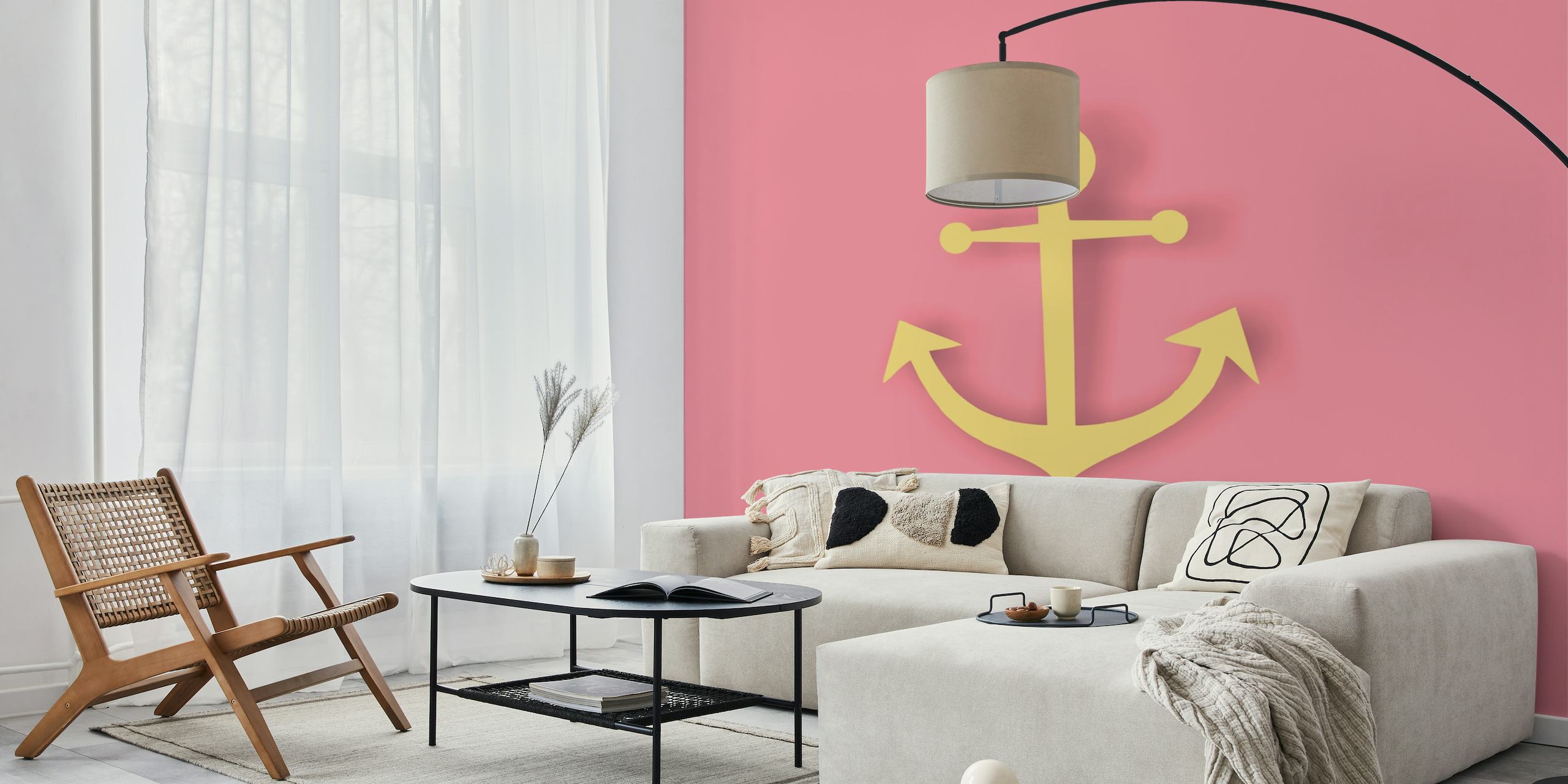 Rose Pink Anchor Modern Art ταπετσαρία