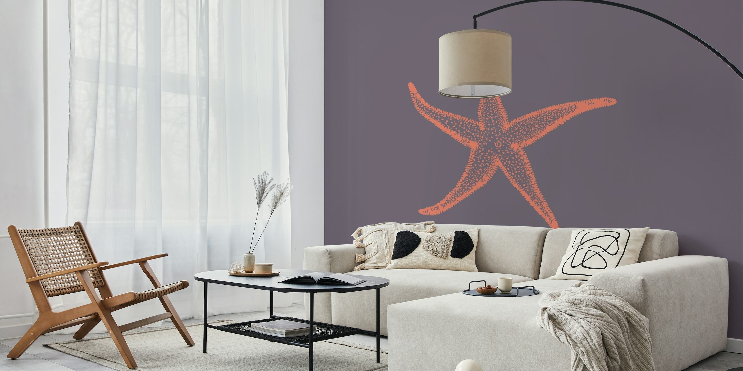 Dark Grey Orange Sea Star wallpaper