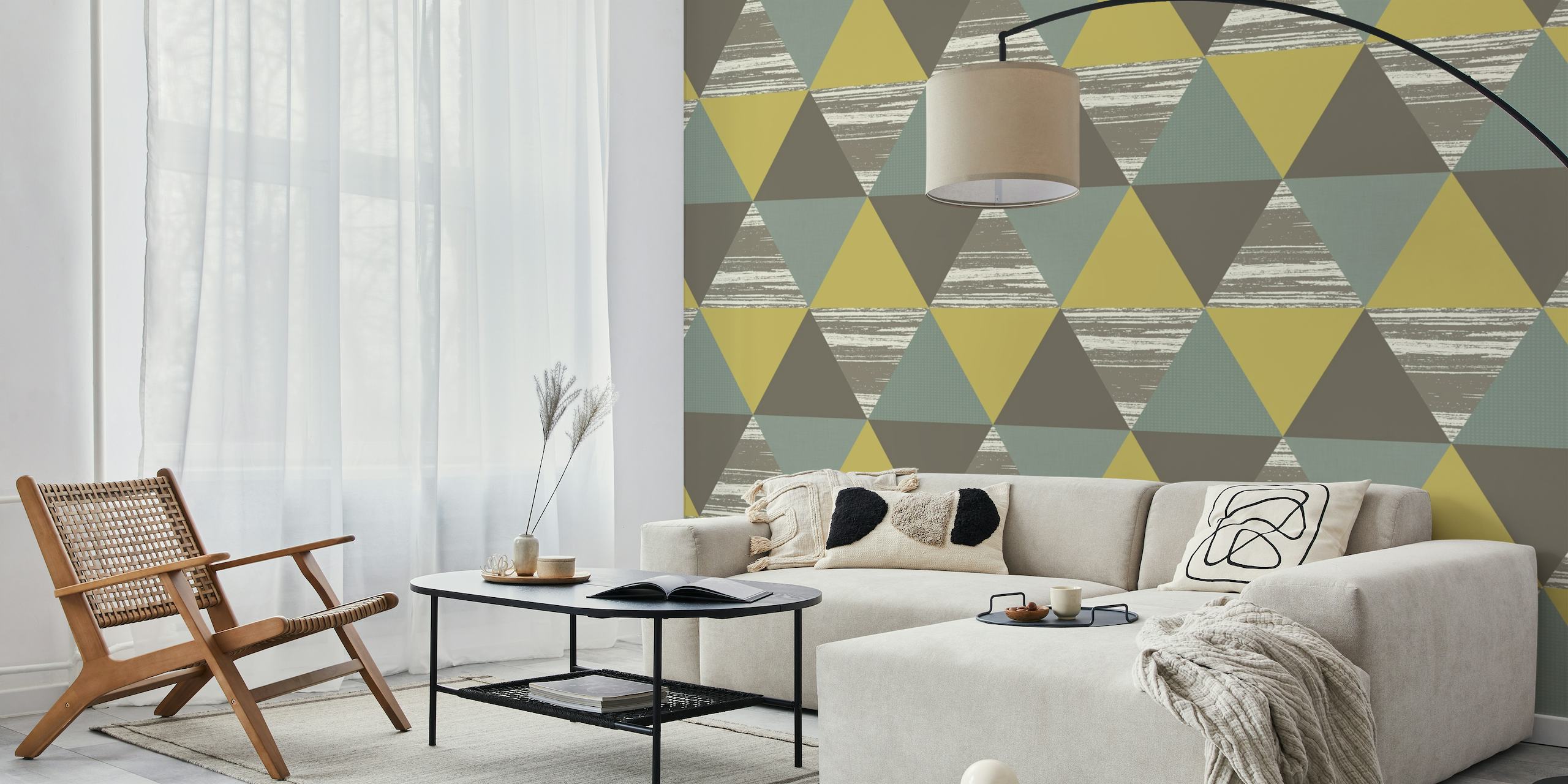 Triangles Teal Grey Mustard ταπετσαρία