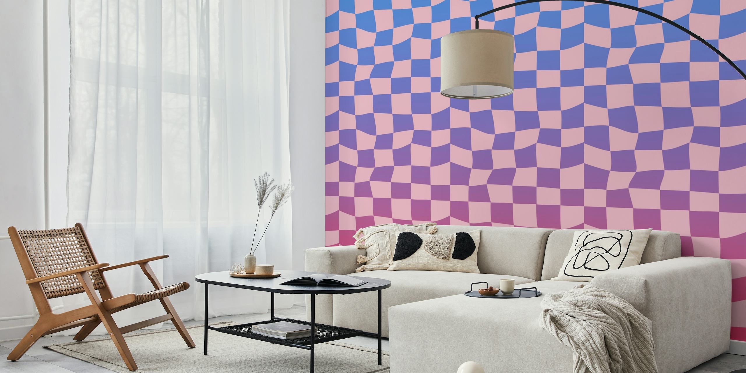 Checkered Pink Theme behang